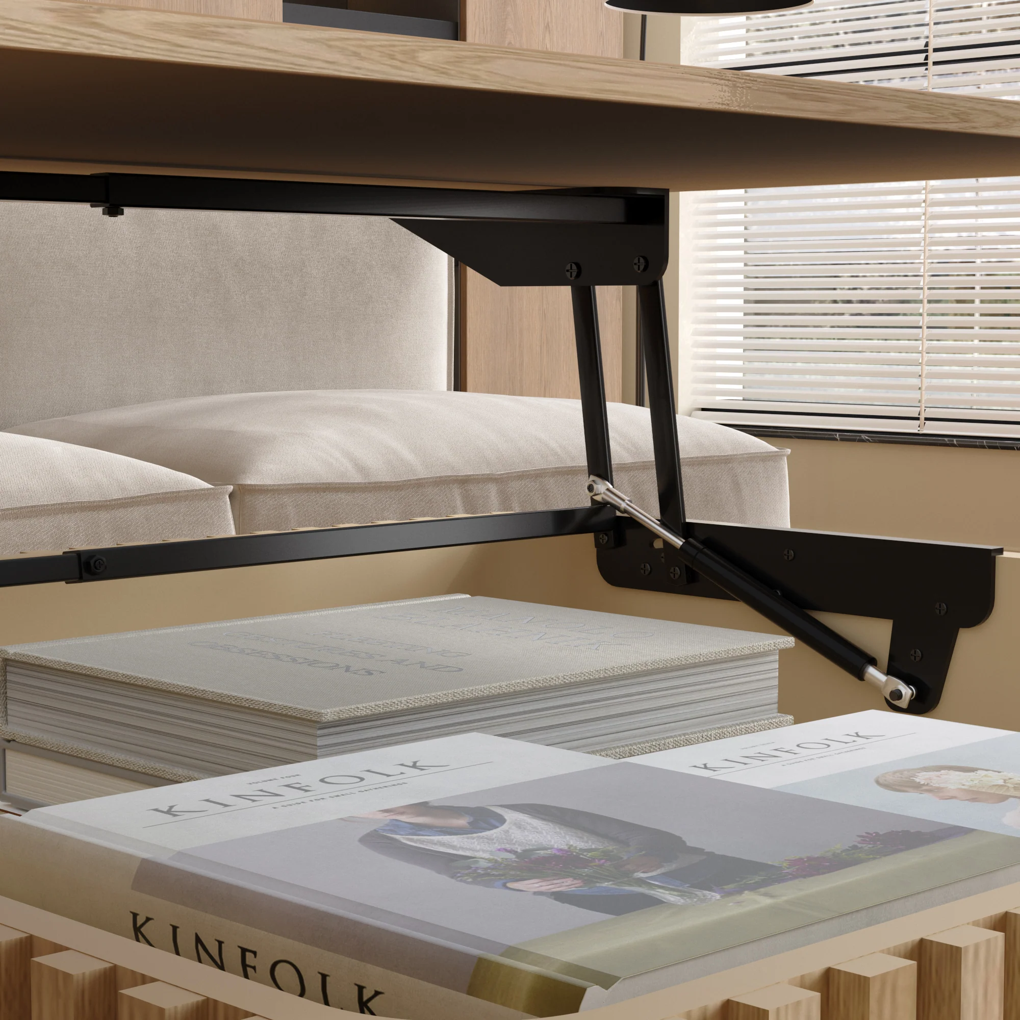 Walker Edison | Lift-Top Elevated Traditional Fluted Coffee Table - Image 7