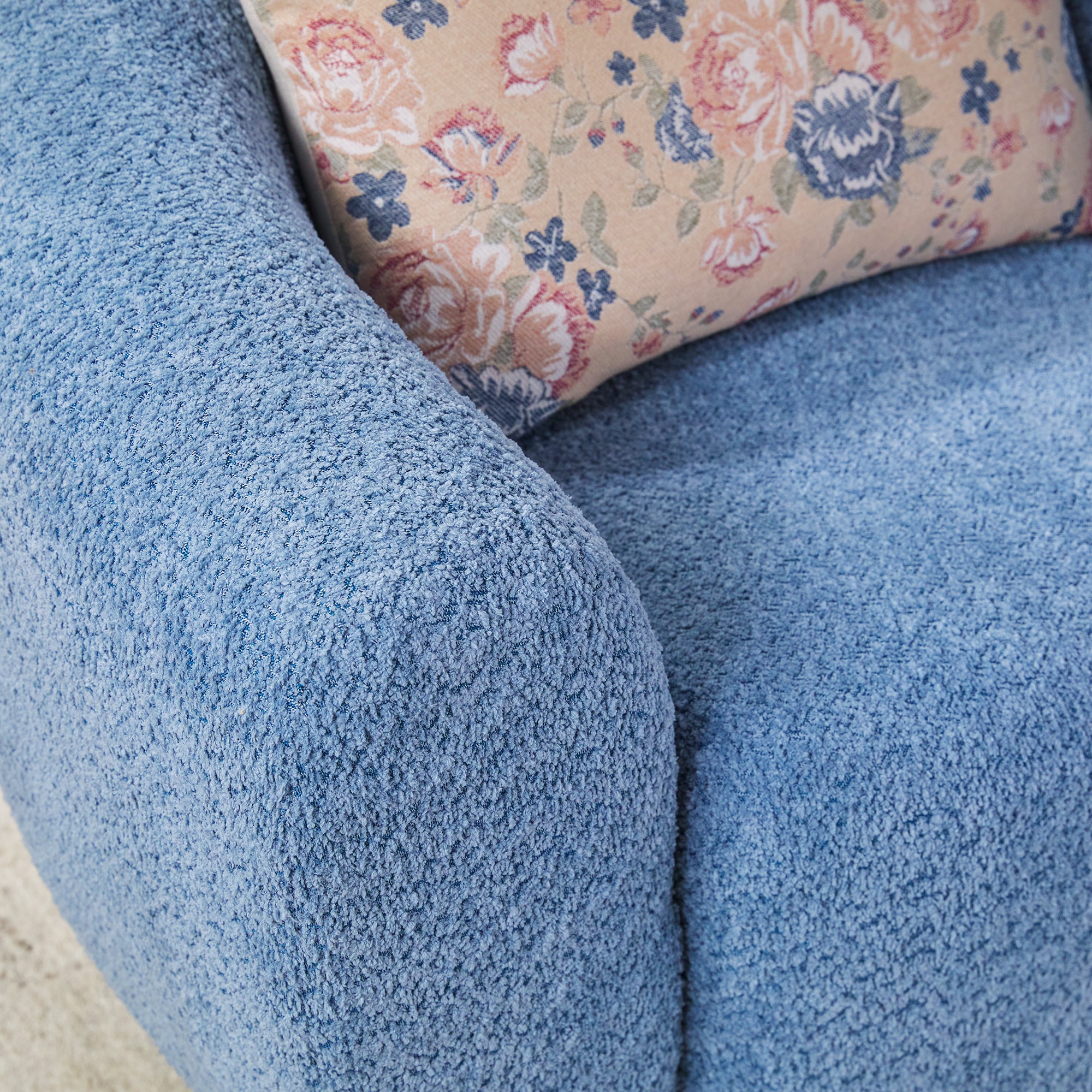Linley Contemporary Bouclé Upholstered Accent Chair with Ottoman Set - Image 15
