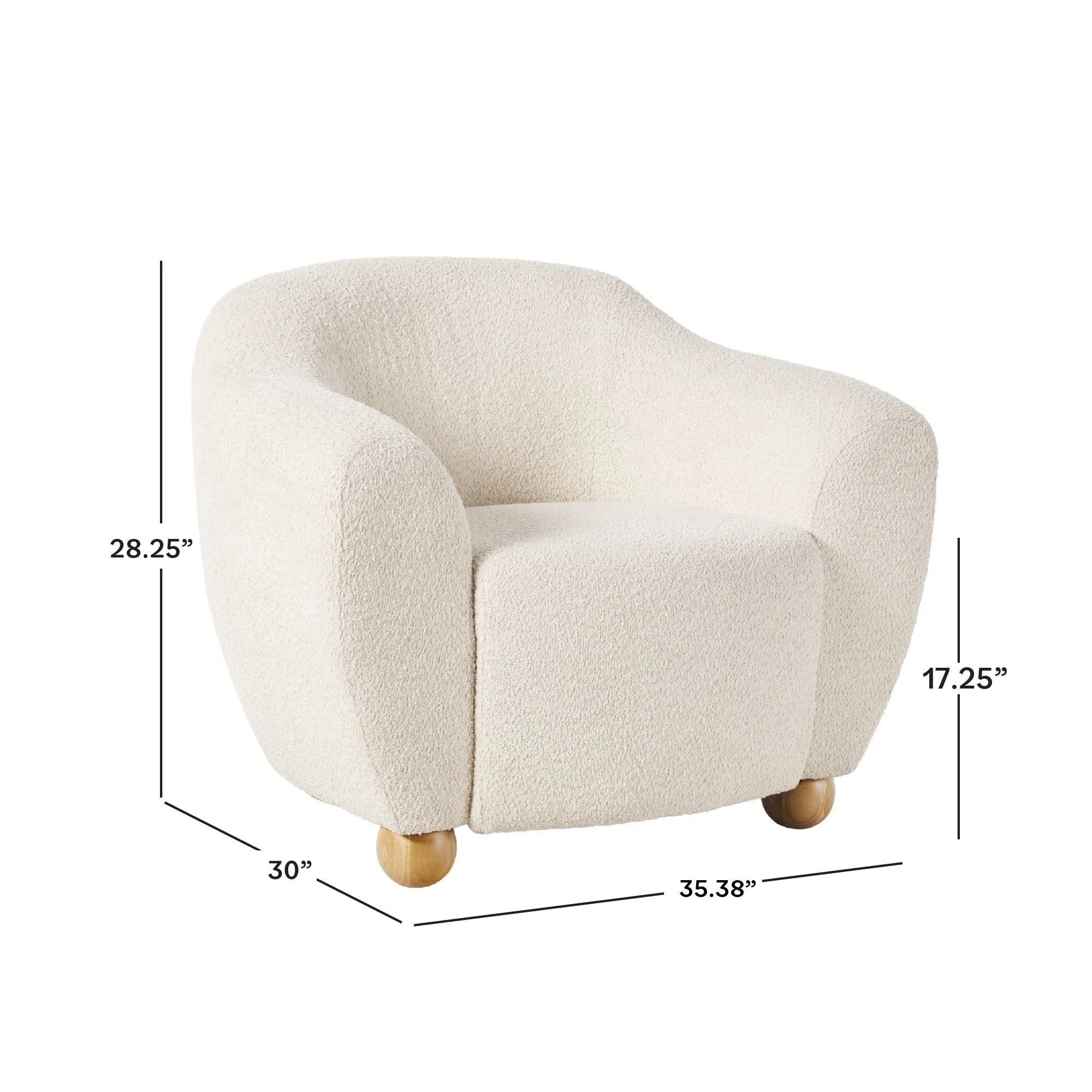 Linley Contemporary Bouclé Upholstered Accent Chair with Ottoman Set - Image 4