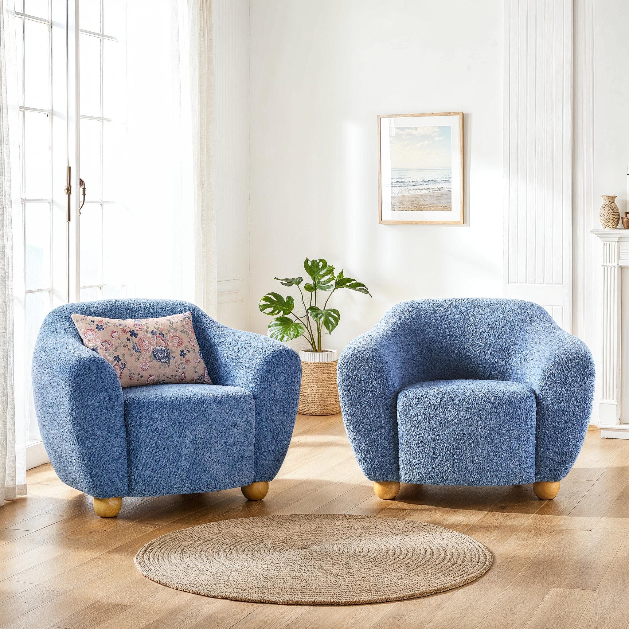 Linley Contemporary Bouclé Upholstered Small Accent Chairs, Set of 2 - Image 11
