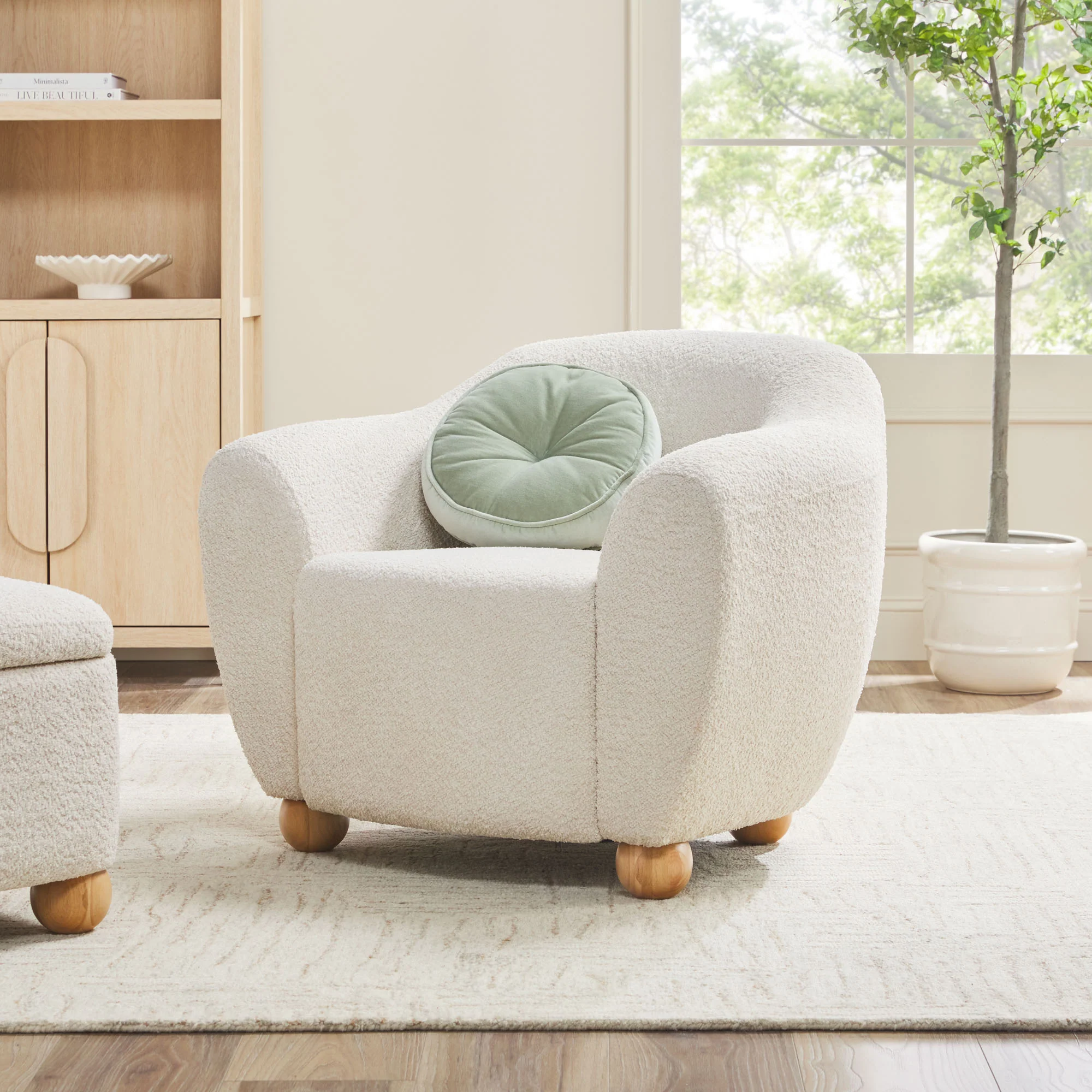 Linley Contemporary Bouclé Upholstered Small Accent Chairs, Set of 2 - Image 3
