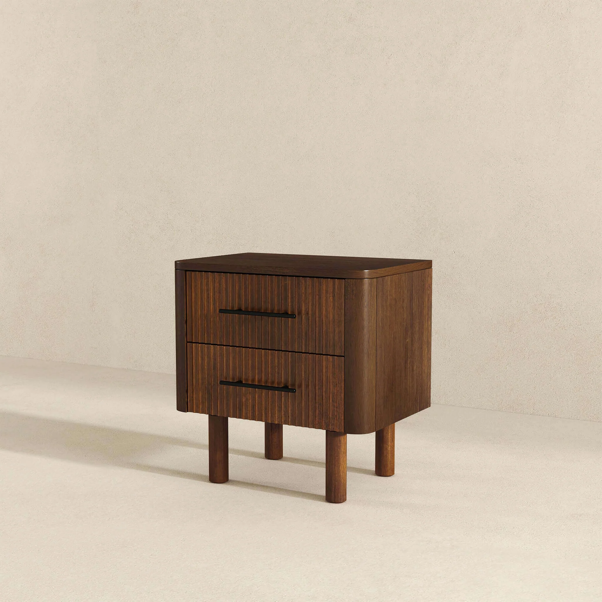 Logan Mid Century Modern Reeded Nightstand with 2 Drawers - Image 10