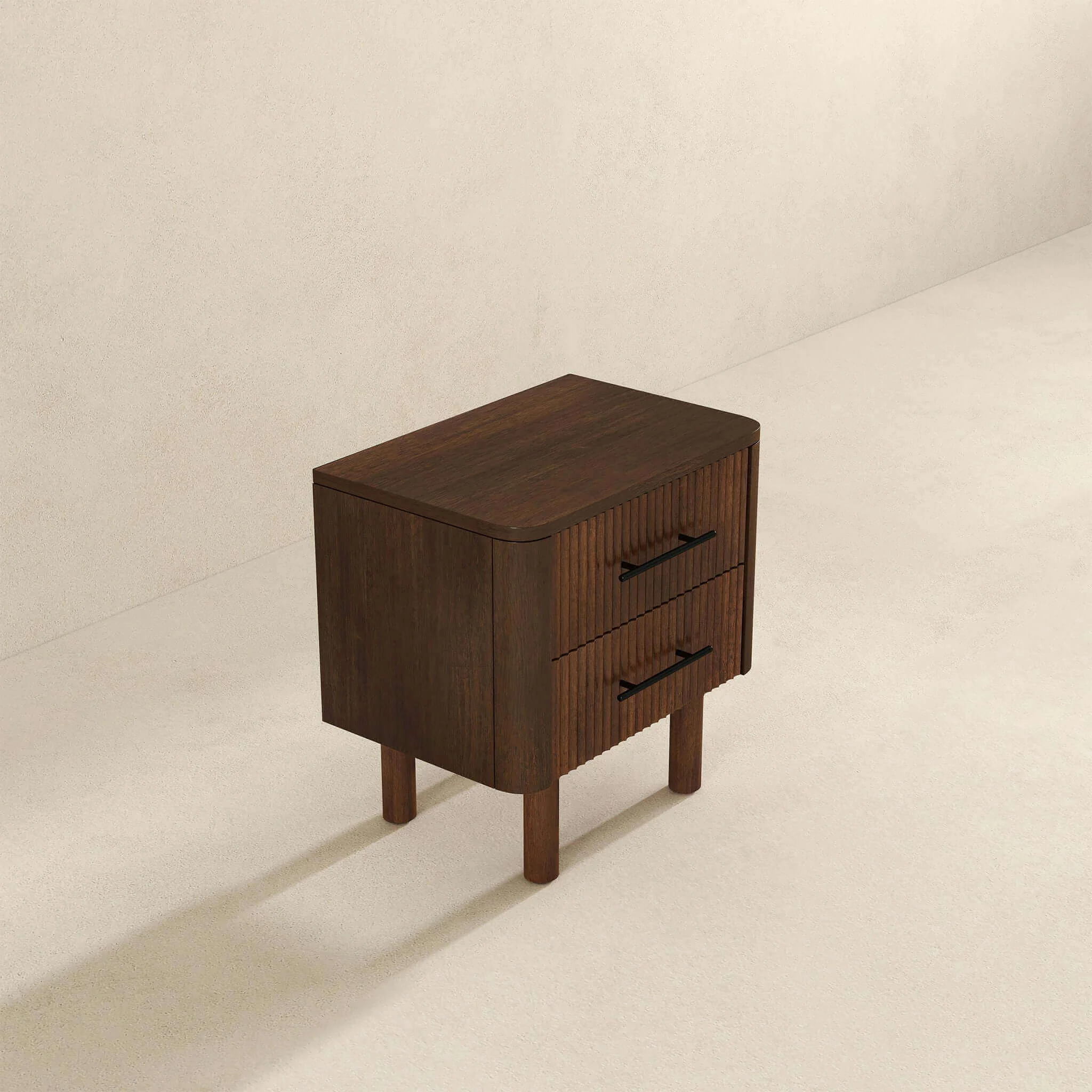 Logan Mid Century Modern Reeded Nightstand with 2 Drawers - Image 11