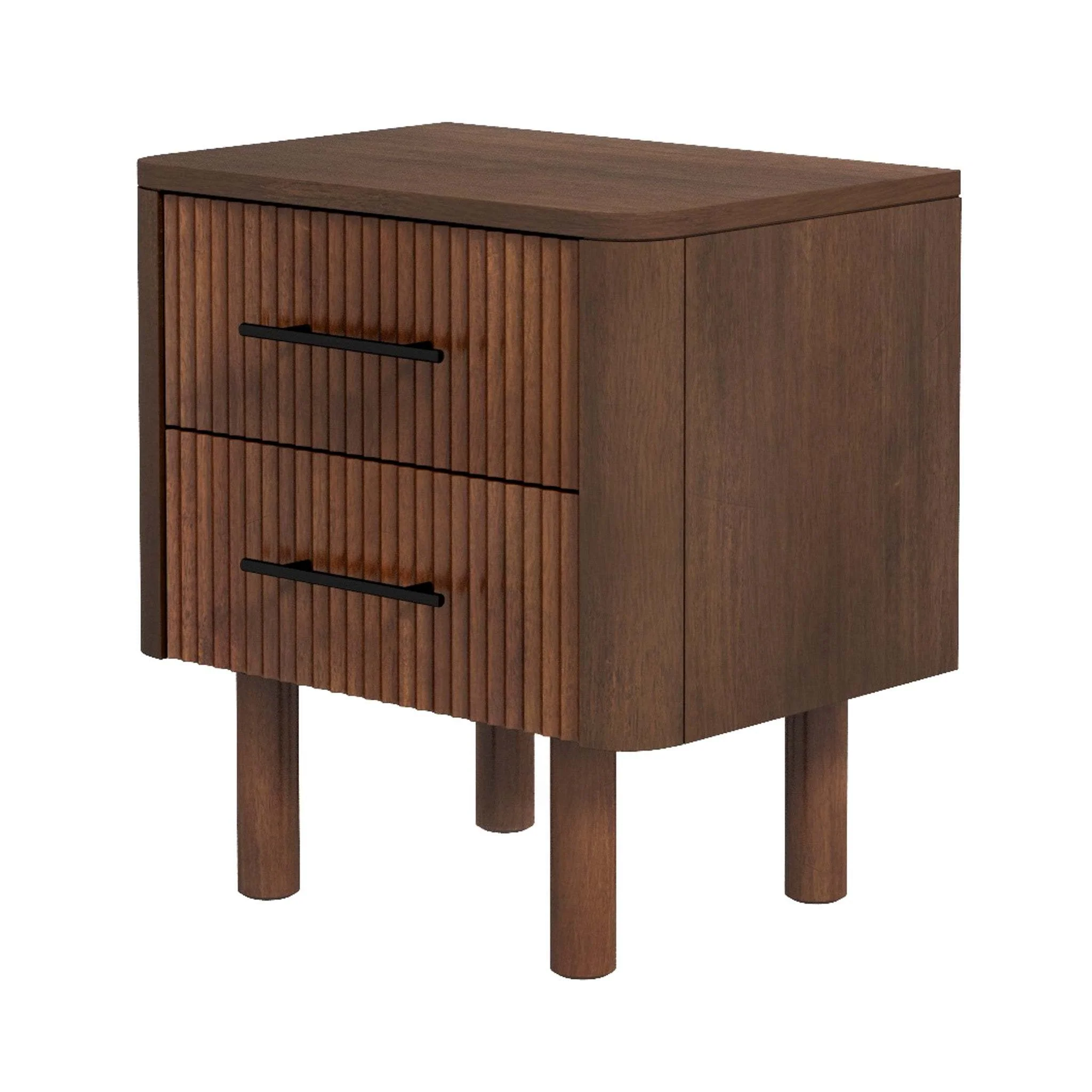 Logan Mid Century Modern Reeded Nightstand with 2 Drawers - Image 14