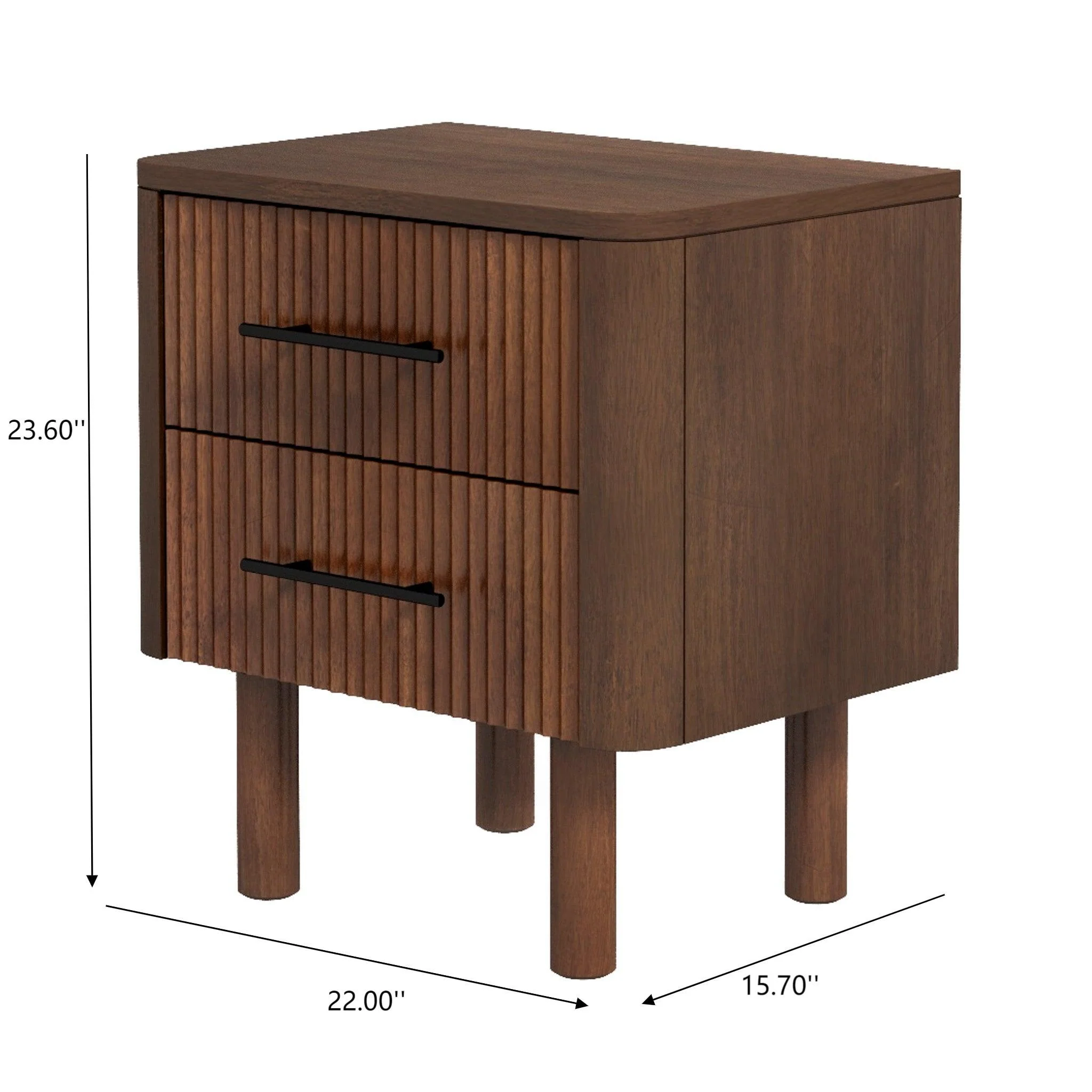 Logan Mid Century Modern Reeded Nightstand with 2 Drawers - Image 5