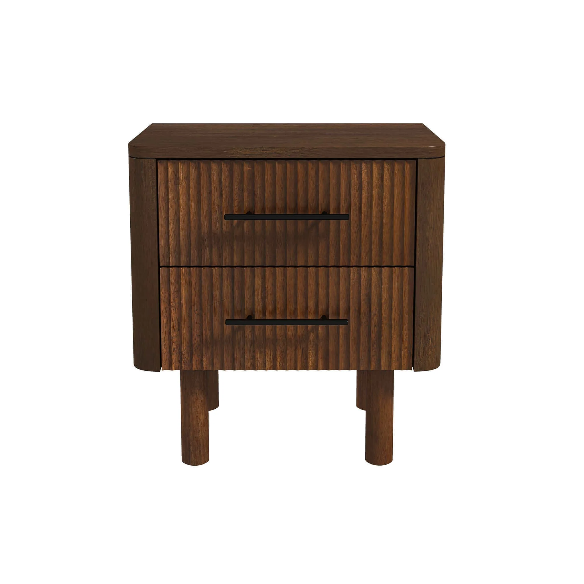 Logan Mid Century Modern Reeded Nightstand with 2 Drawers - Image 6