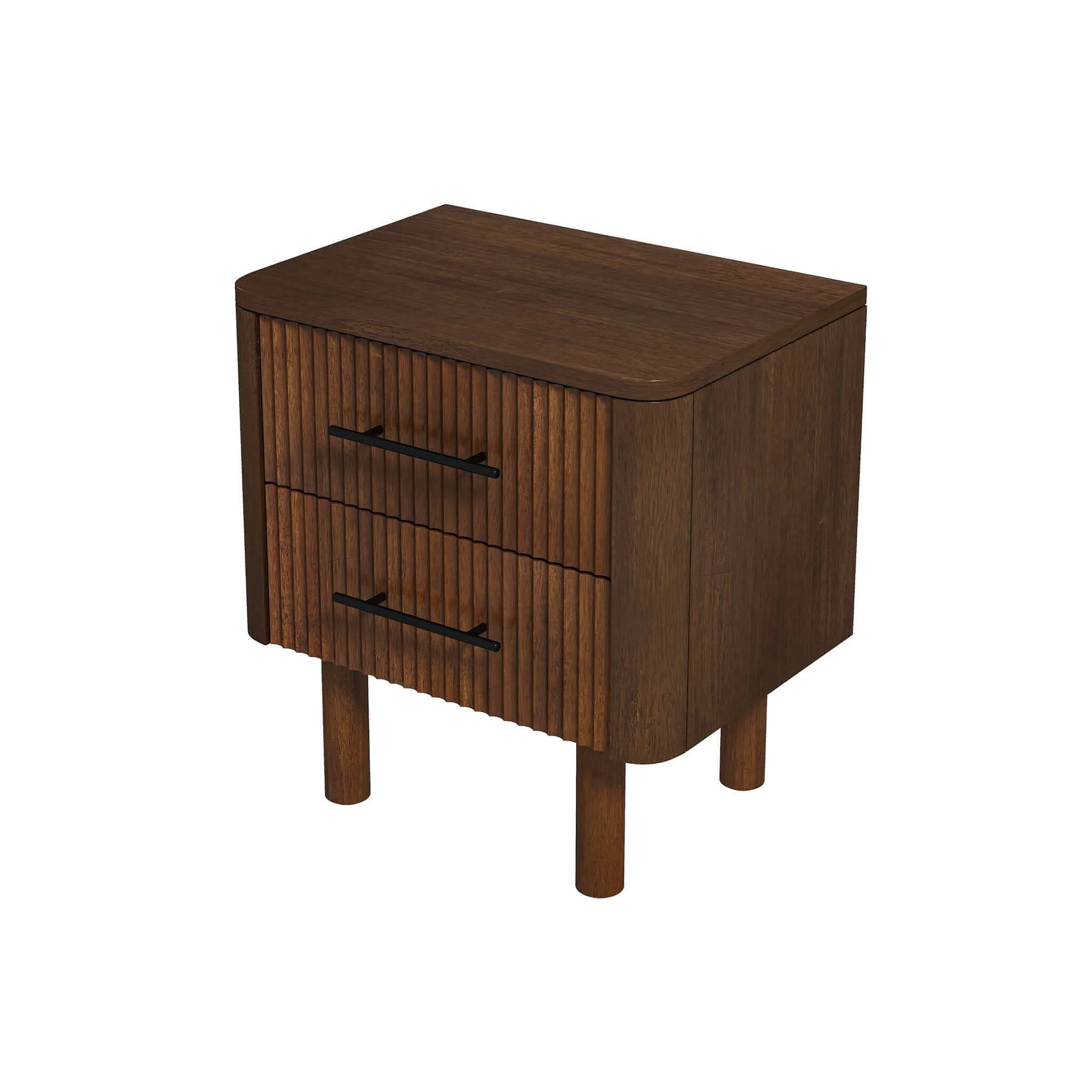 Logan Mid Century Modern Reeded Nightstand with 2 Drawers - Image 7
