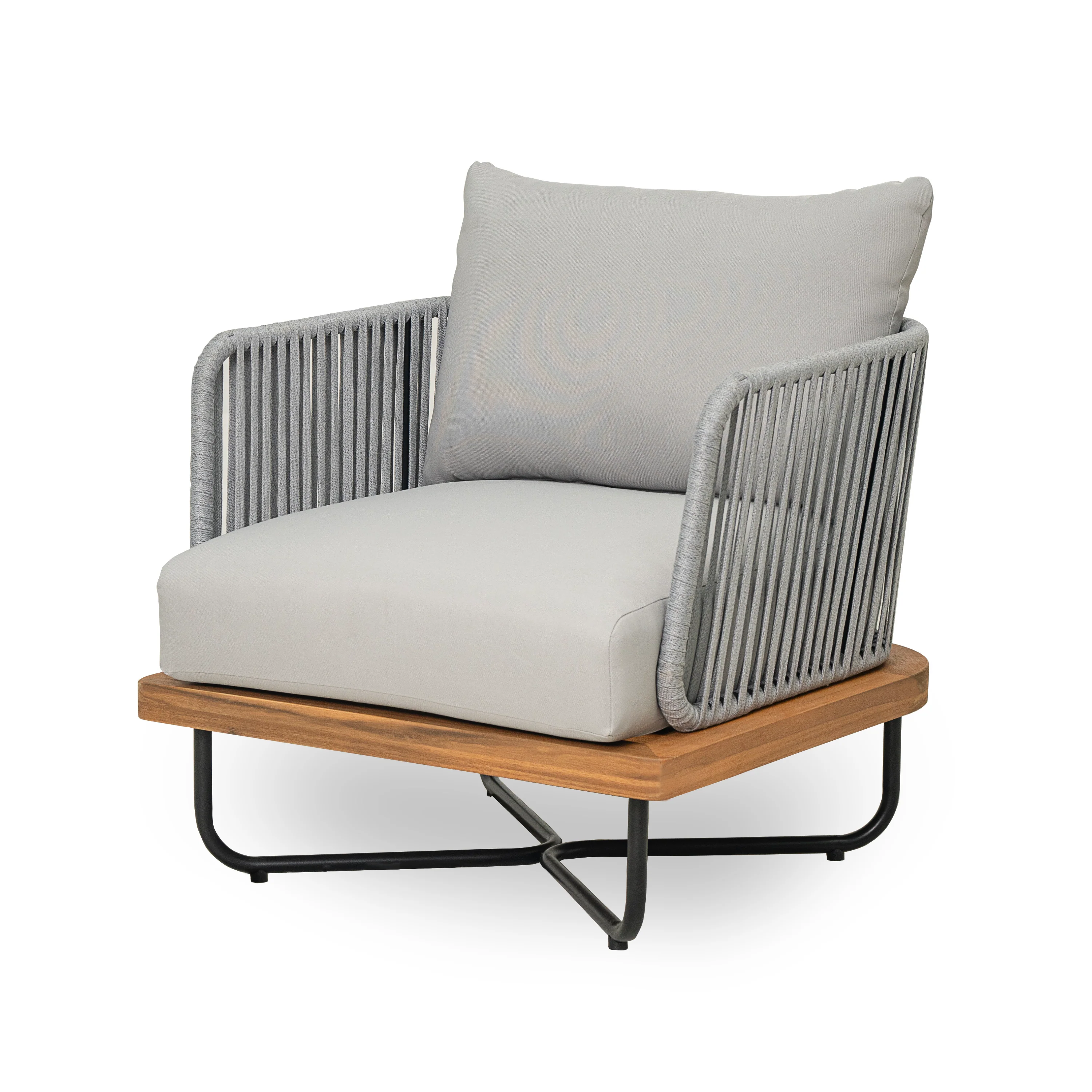 Lucca Outdoor 4 Piece Acacia Wood & Rope Woven Sofa Conversation Set - Image 11