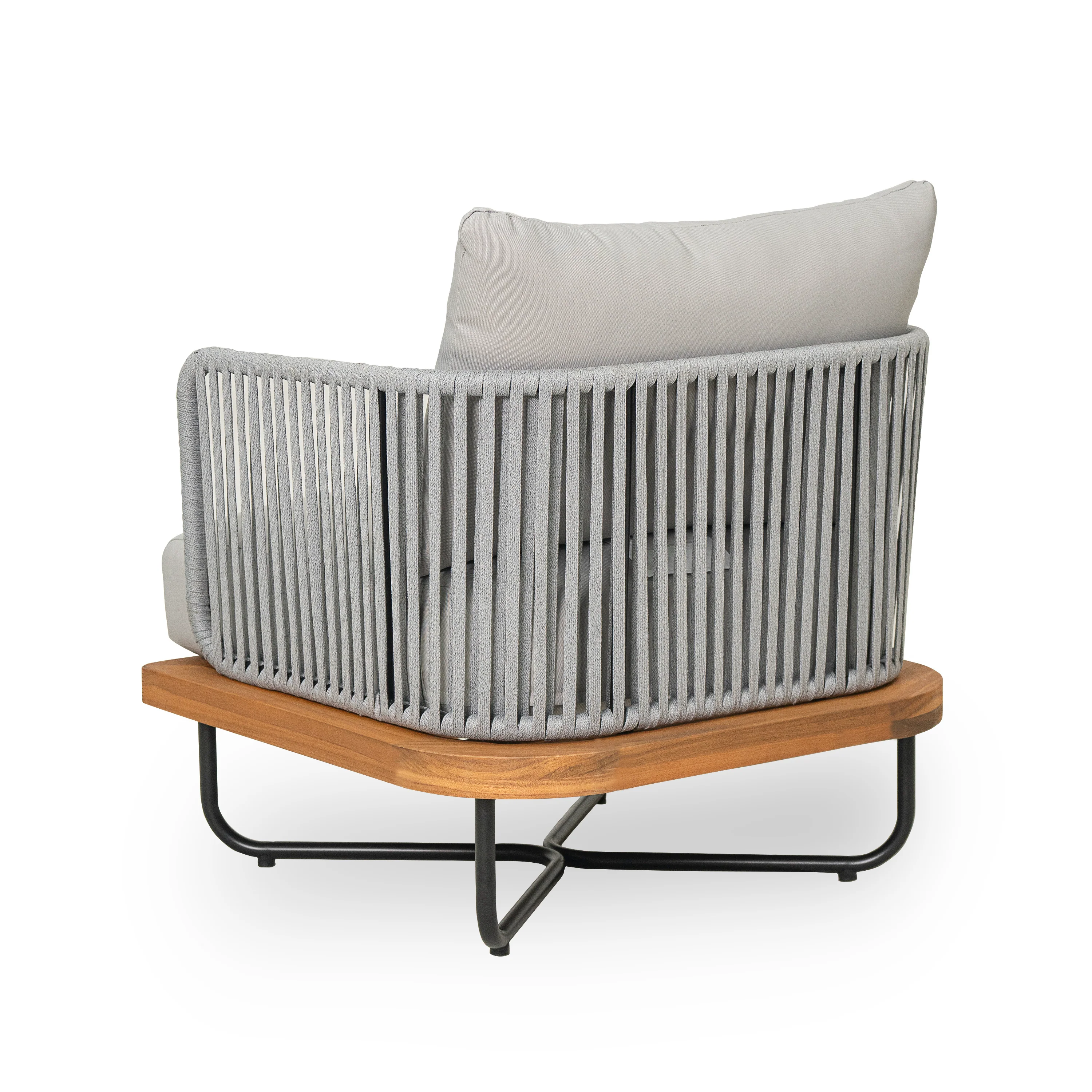 Lucca Outdoor 4 Piece Acacia Wood & Rope Woven Sofa Conversation Set - Image 12