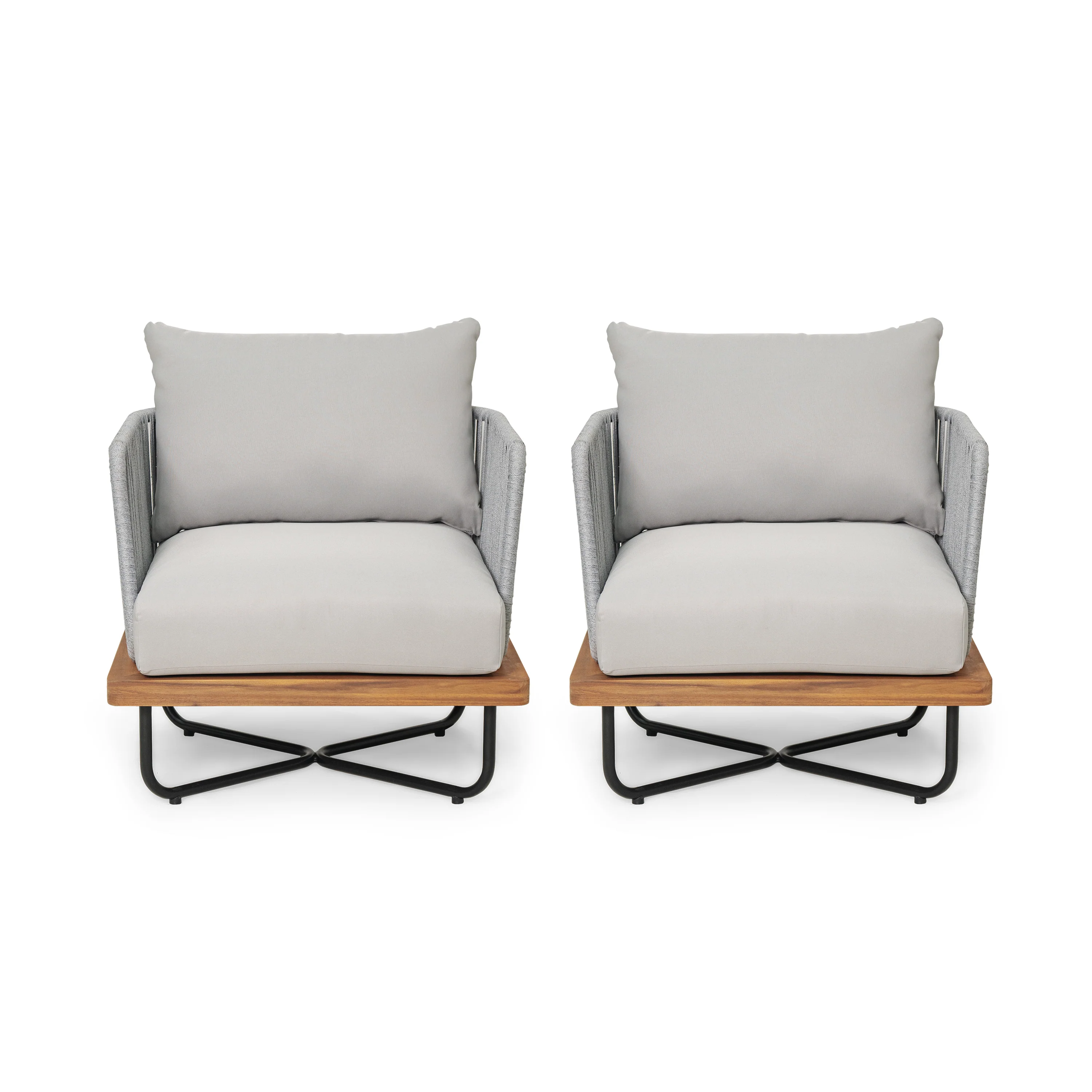 Lucca Outdoor Acacia Wood Chair Set Of 2 - Image 2