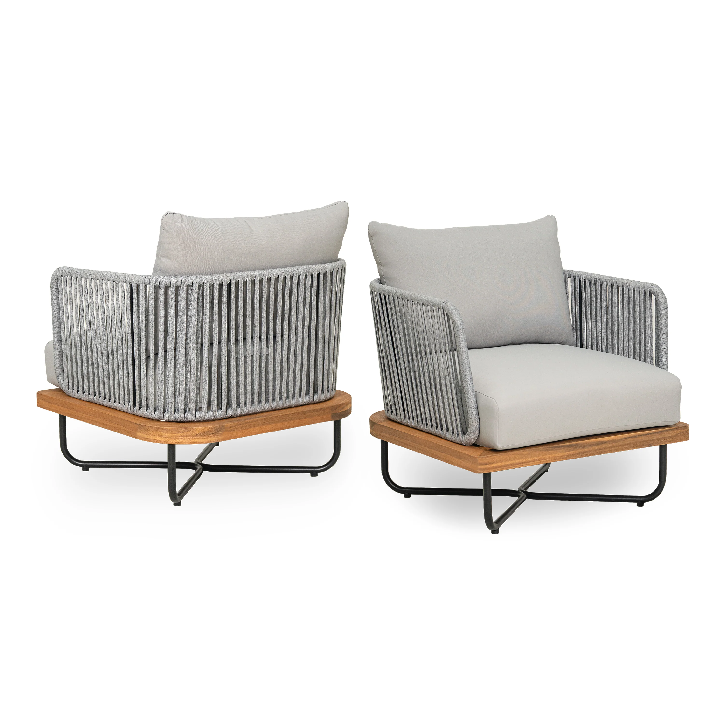 Lucca Outdoor Acacia Wood Chair Set Of 2 - Image 3