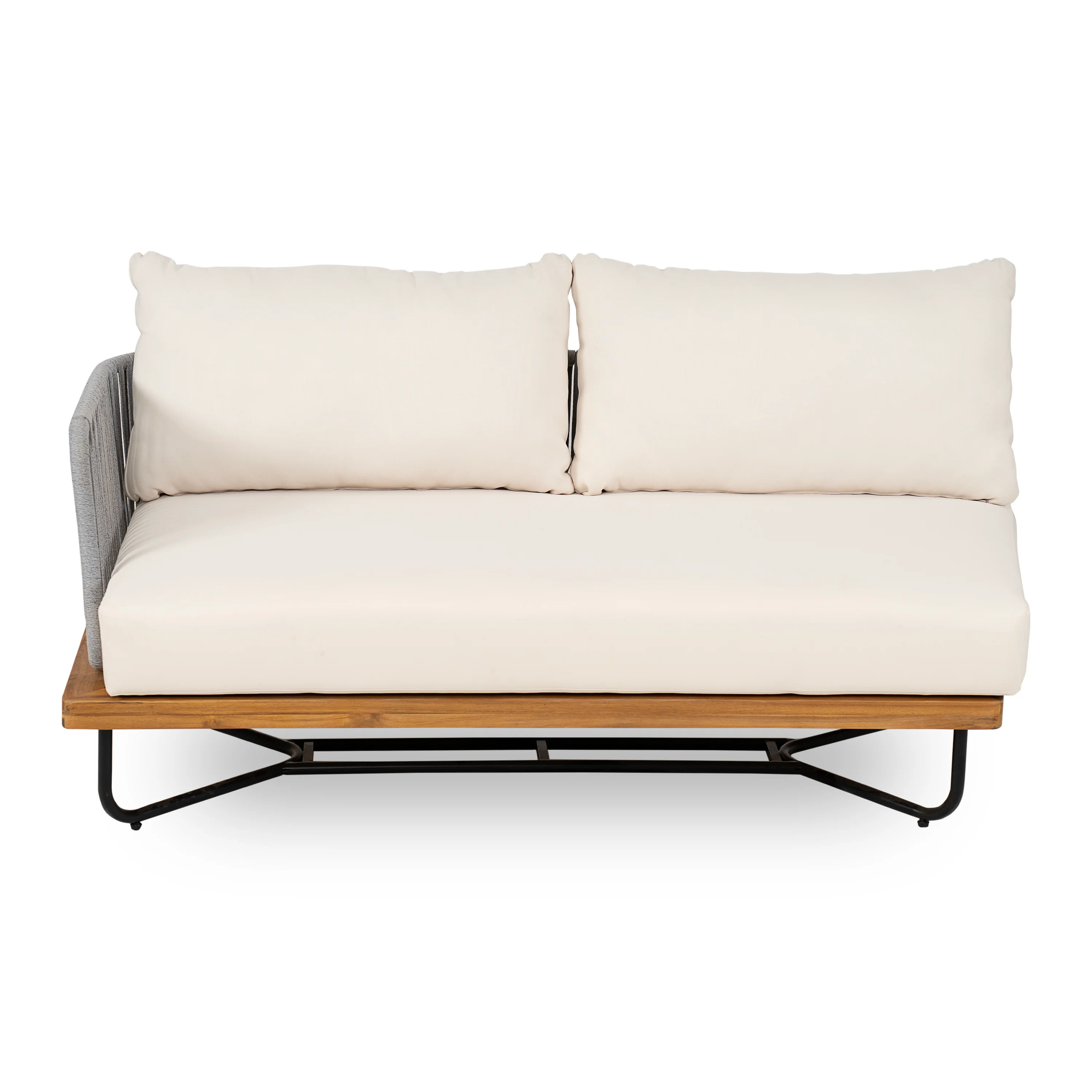 Lucca Outdoor Acacia Wood Rope Woven Sofa Sectional Modular Set - Image 4