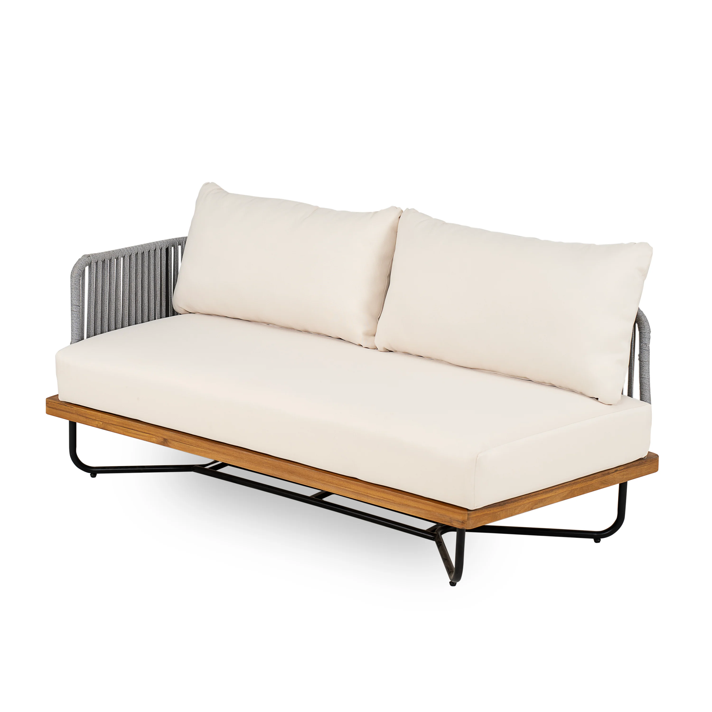 Lucca Outdoor Acacia Wood Rope Woven Sofa Sectional Modular Set - Image 5