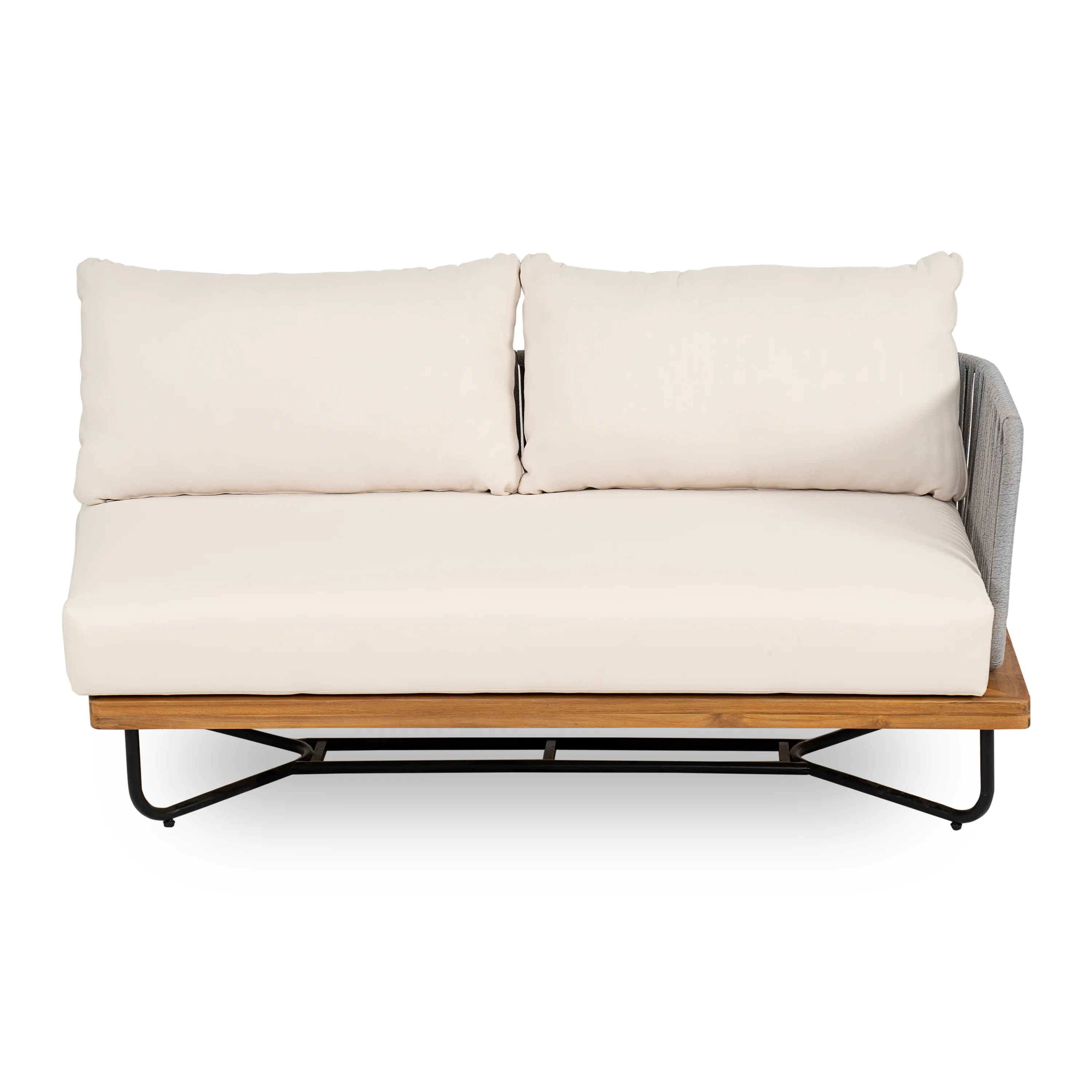 Lucca Outdoor Acacia Wood Rope Woven Sofa Sectional Modular Set - Image 6