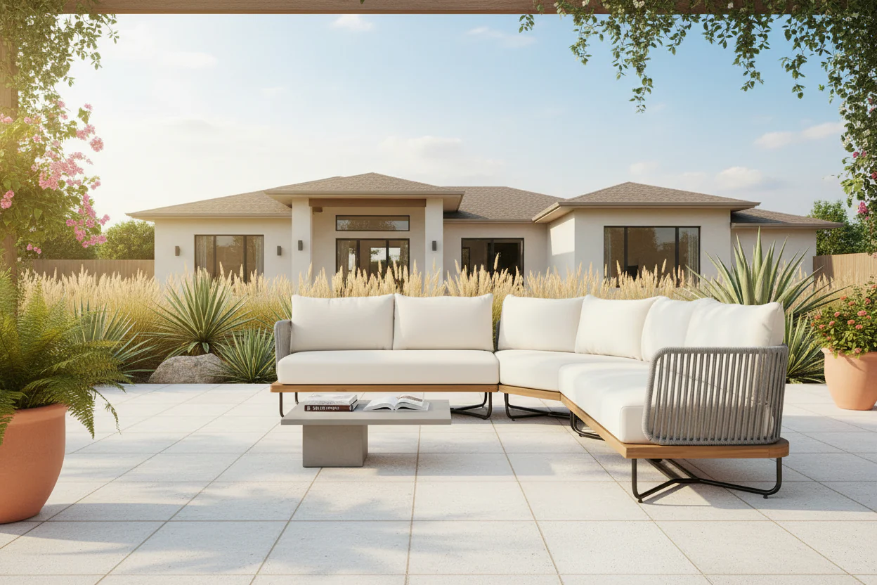 Lucca Outdoor Acacia Wood Rope Woven Sofa Sectional Modular Set - Image 9