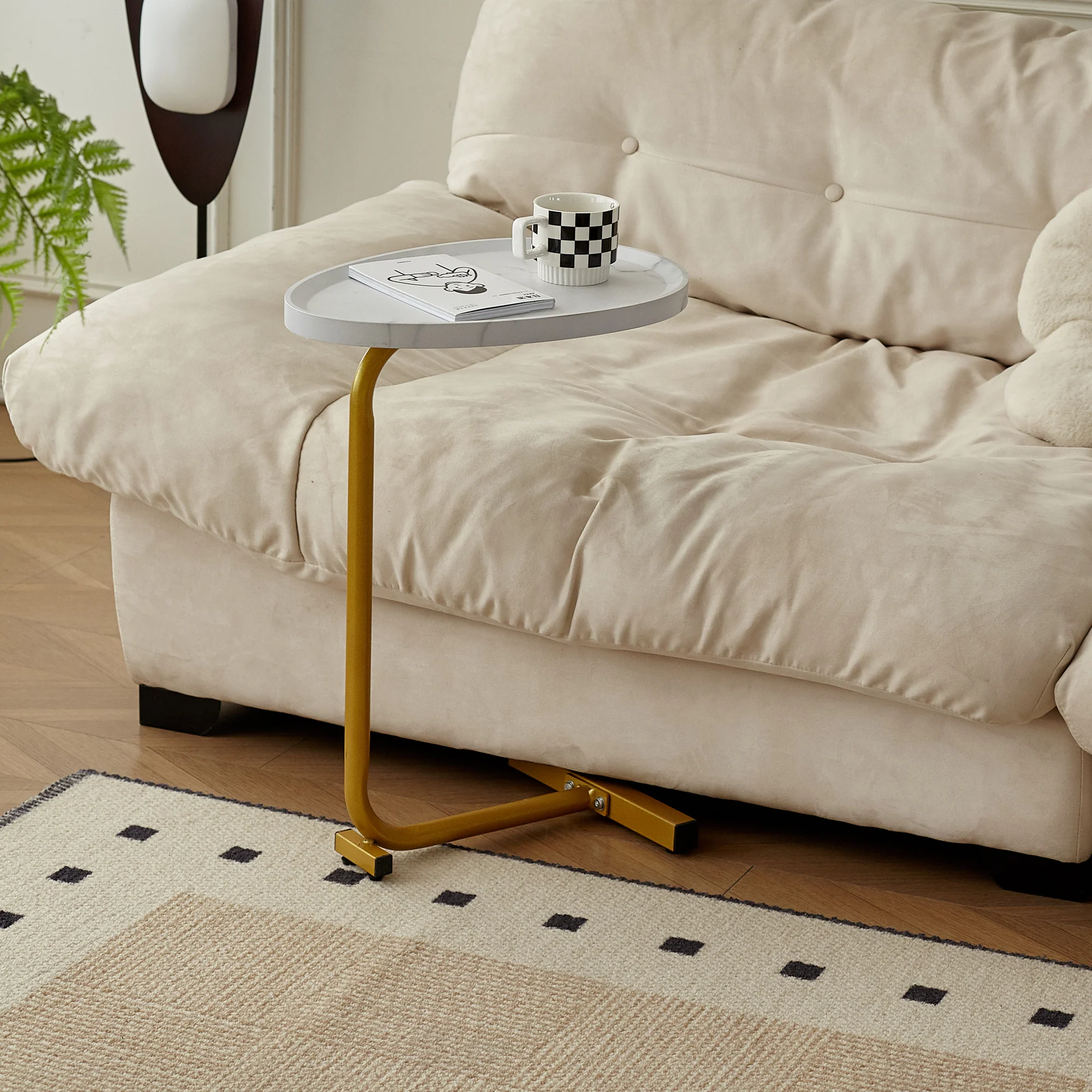 Walker Edison | Marble-Like Sofa Side Table - Image 2