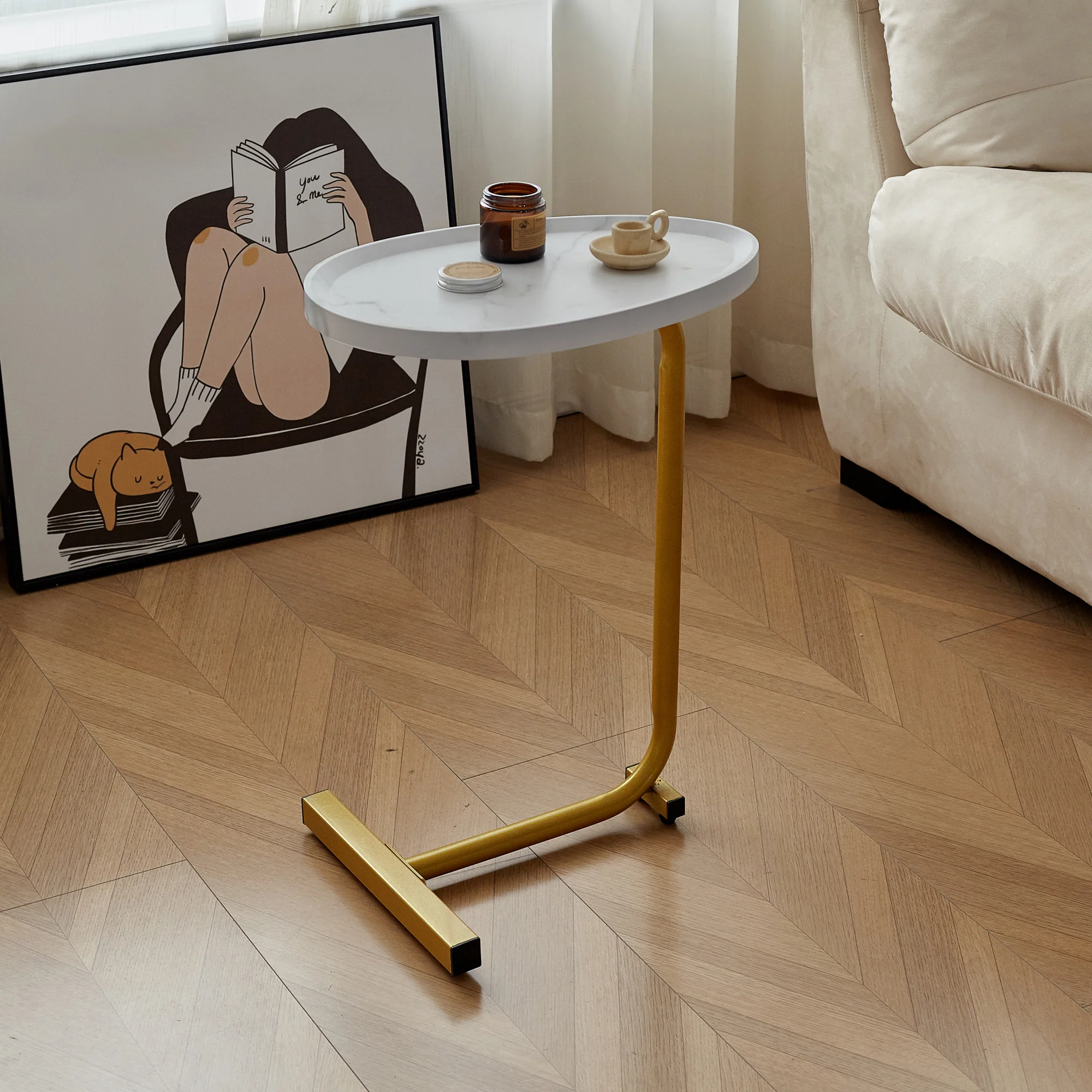 Walker Edison | Marble-Like Sofa Side Table - Image 4