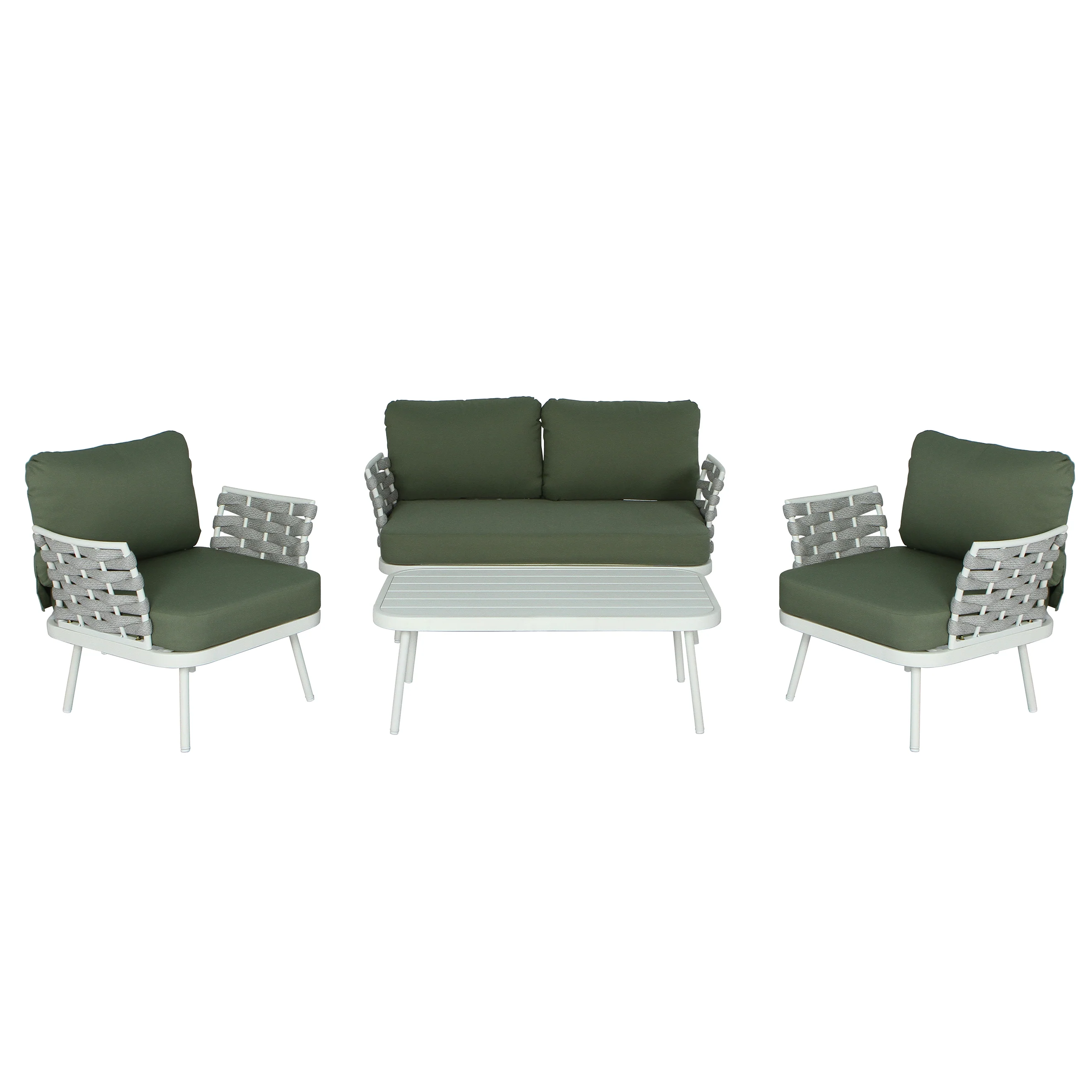 Mariano Outdoor Patio Steel 4-Pieces Loveseat Conversation Set - Image 3