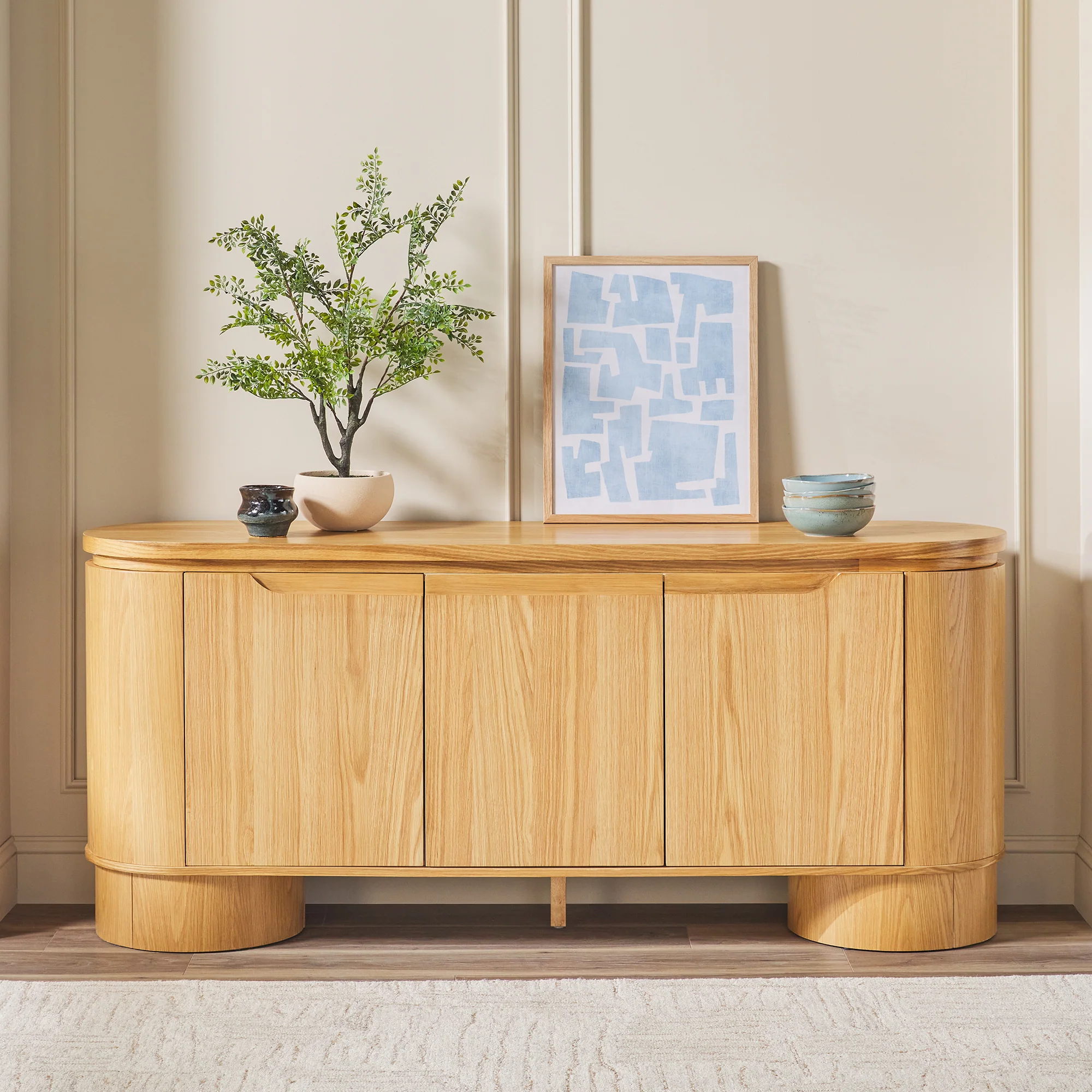 Maya Modern Curved Wood 70" TV Stand Sideboard - Image 13