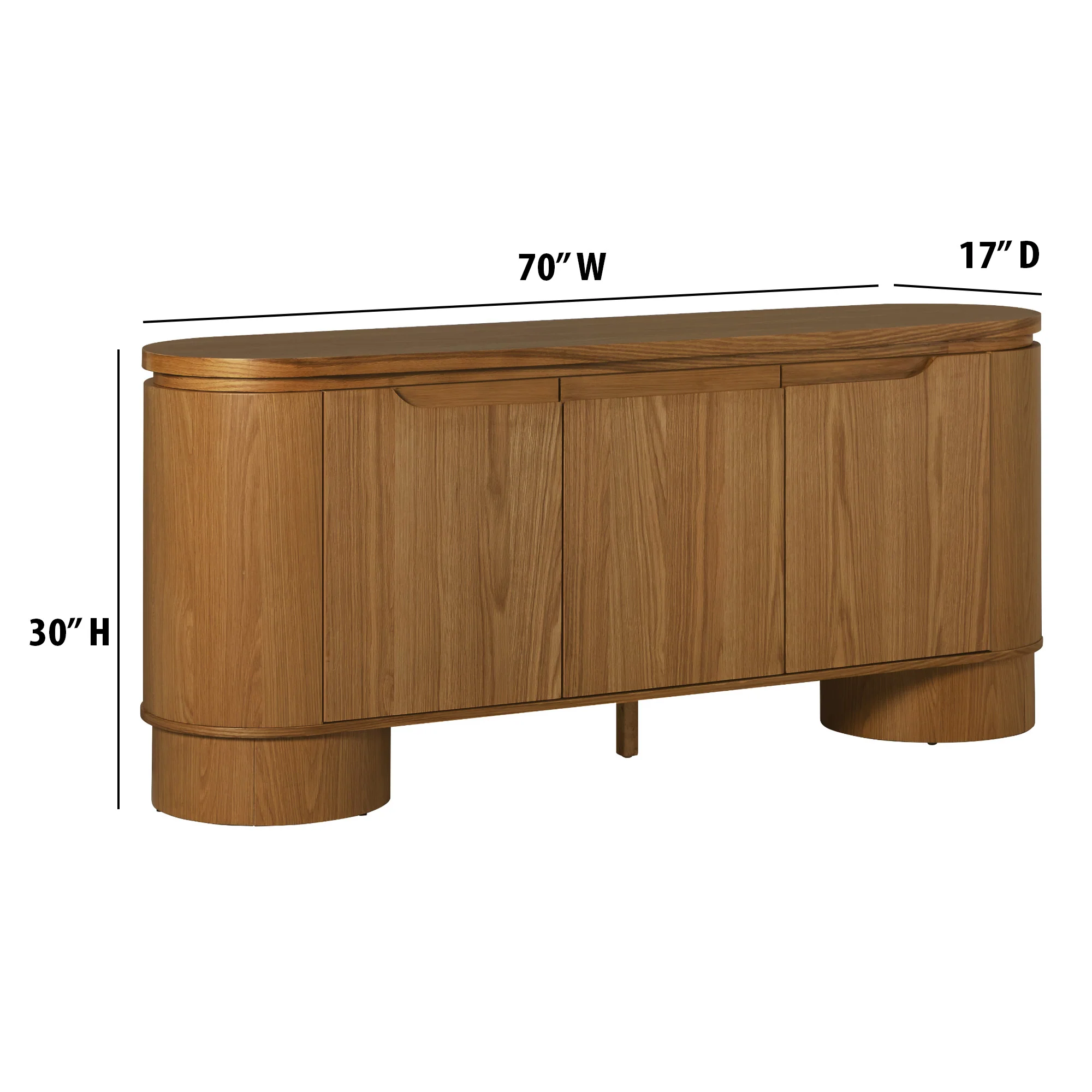Maya Modern Curved Wood 70" TV Stand Sideboard - Image 6