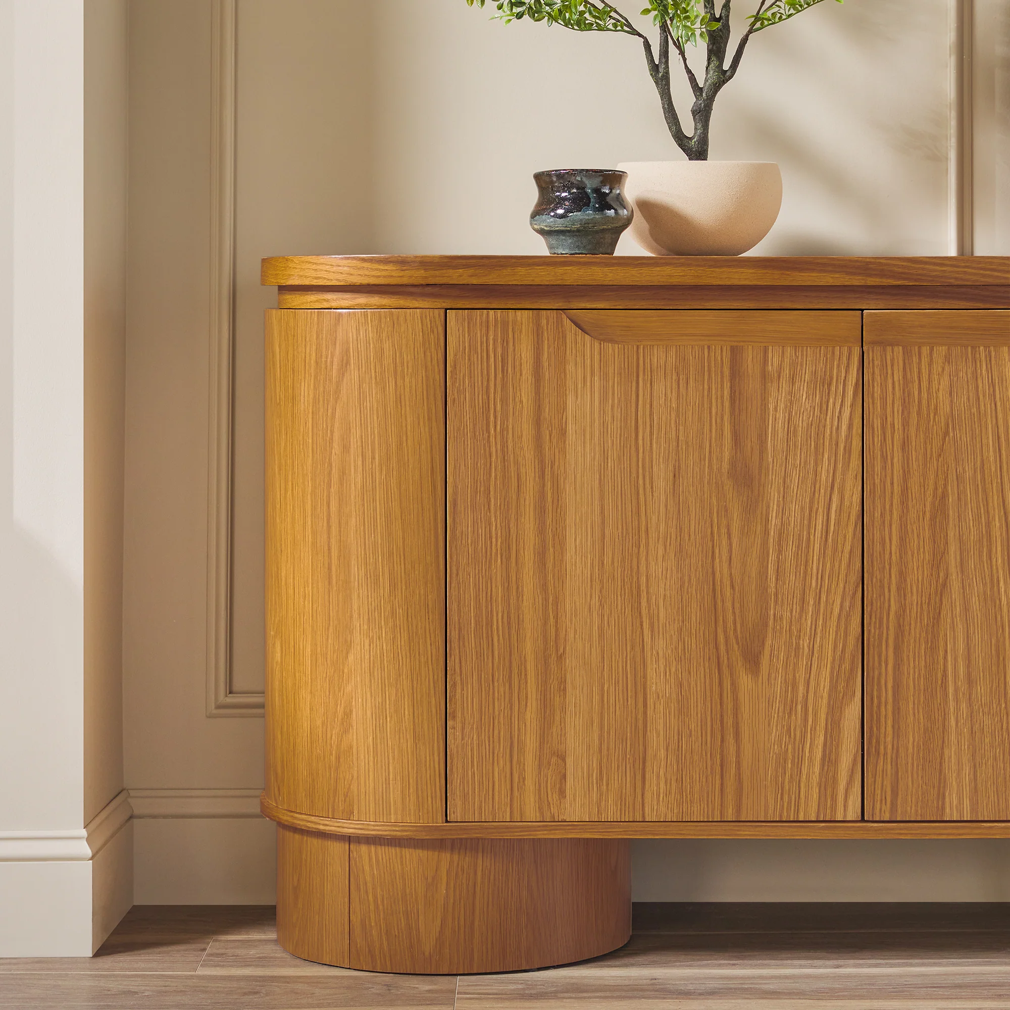 Maya Modern Curved Wood 70" TV Stand Sideboard - Image 9