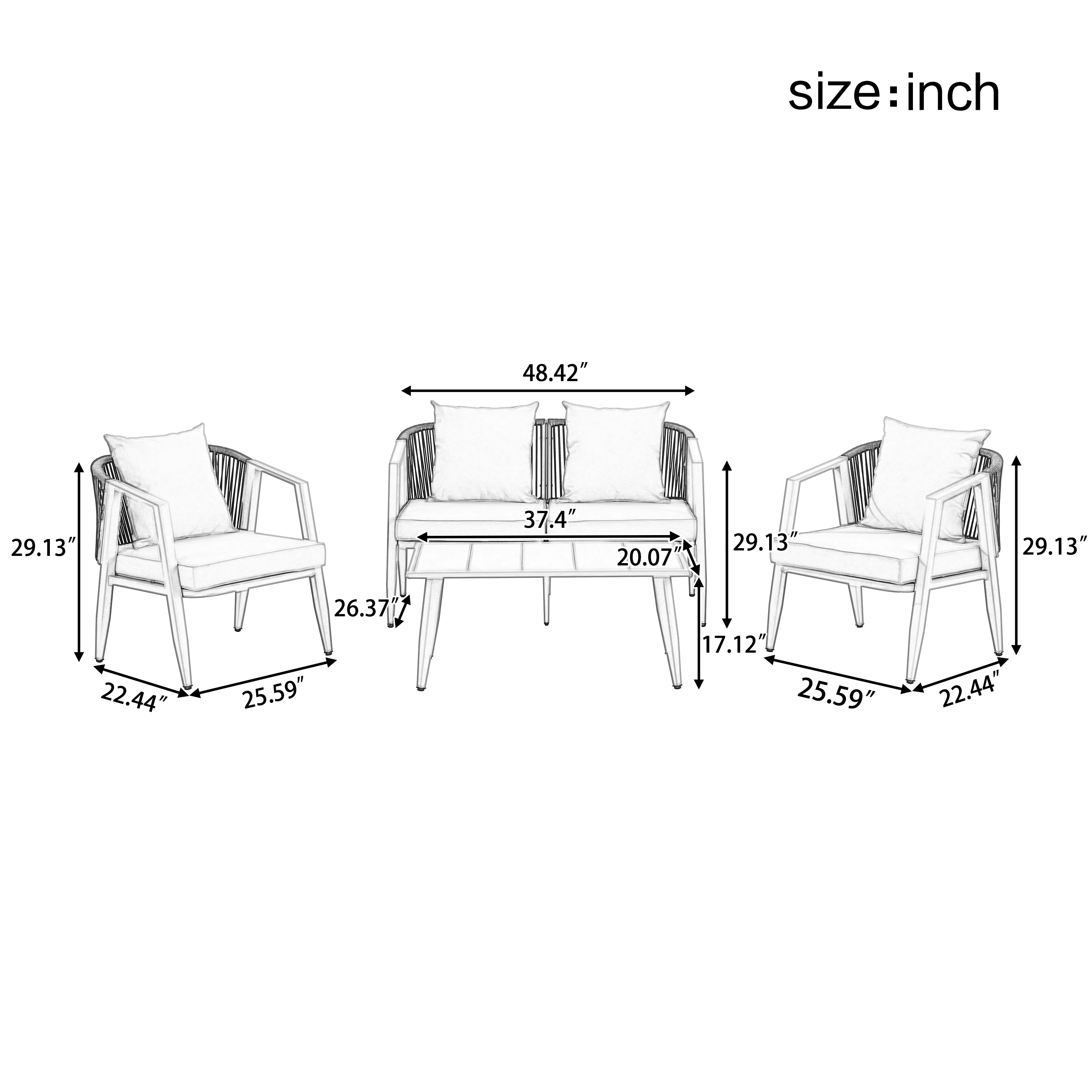 Metal Curve Design Outdoor Patio Furniture Set - Image 3