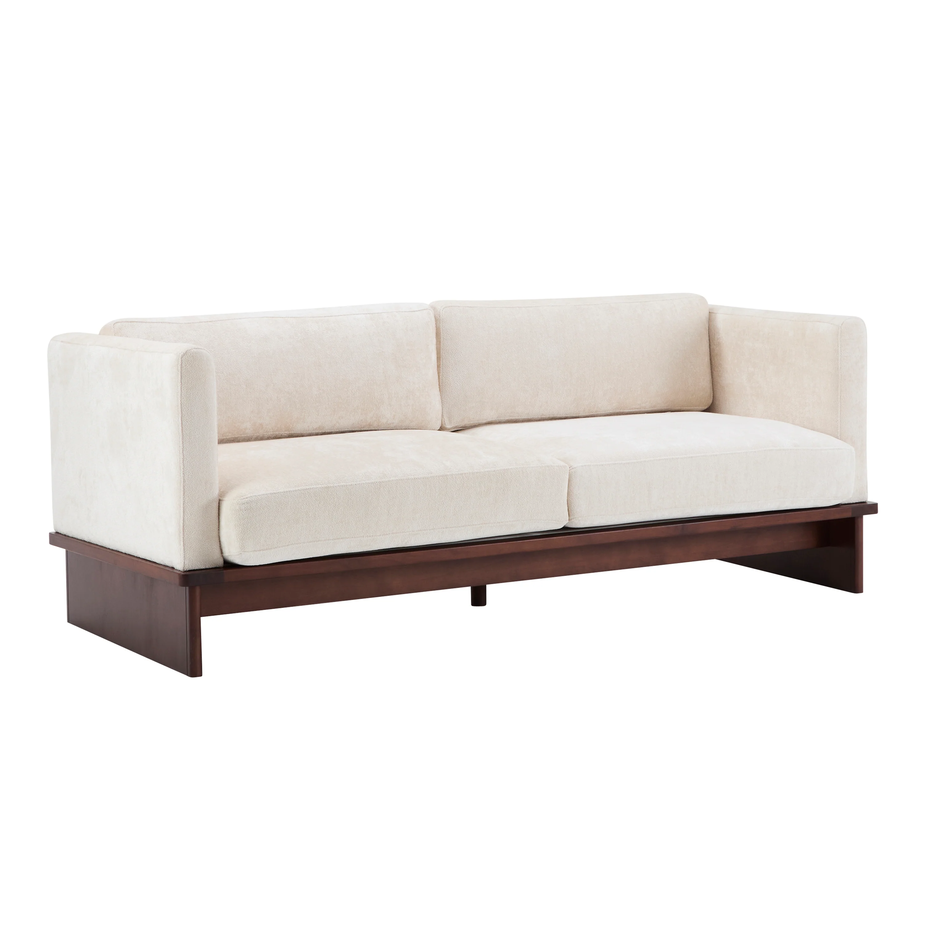 Mid Century Boucle Sofa with Solid Wood Base - Image 12