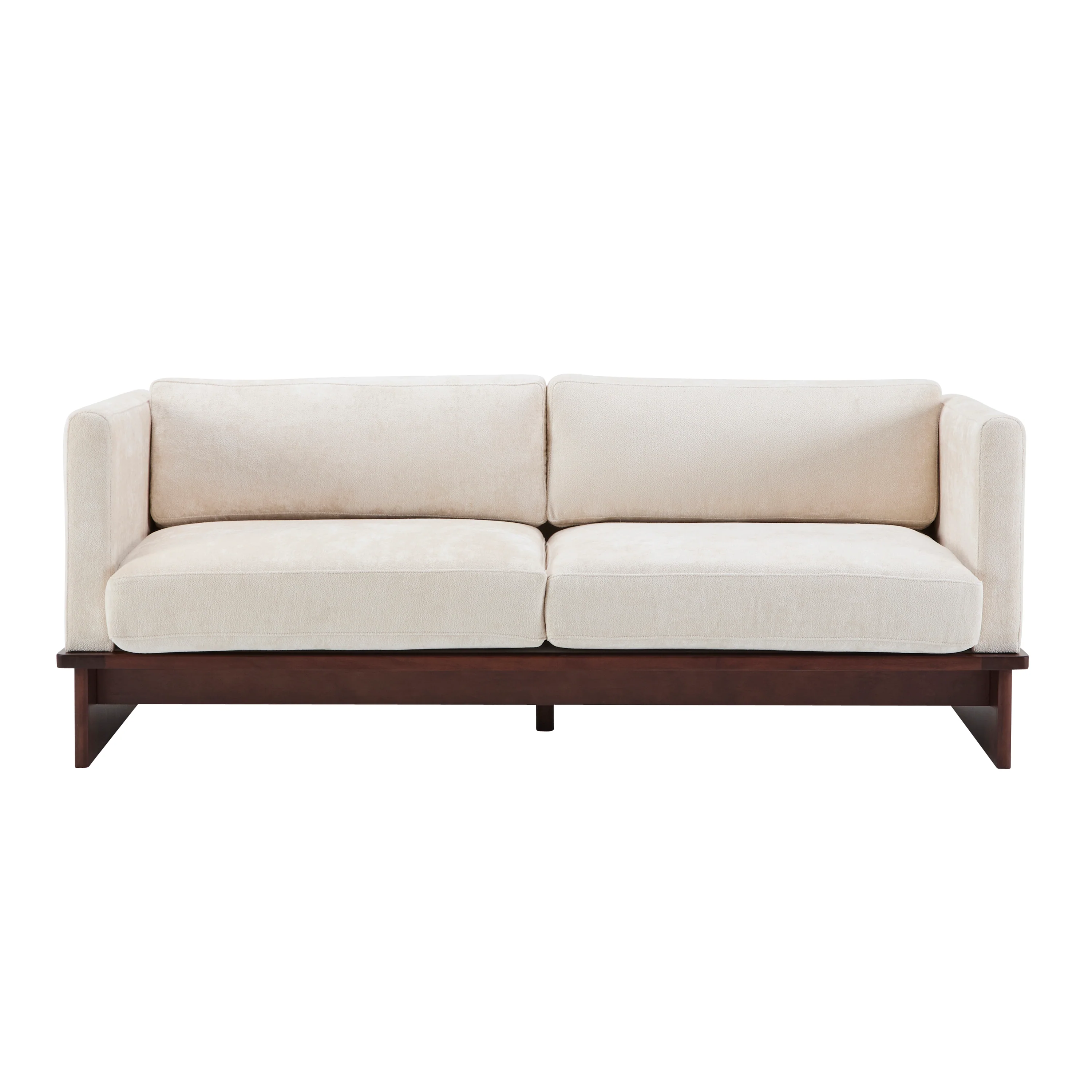 Mid Century Boucle Sofa with Solid Wood Base - Image 13