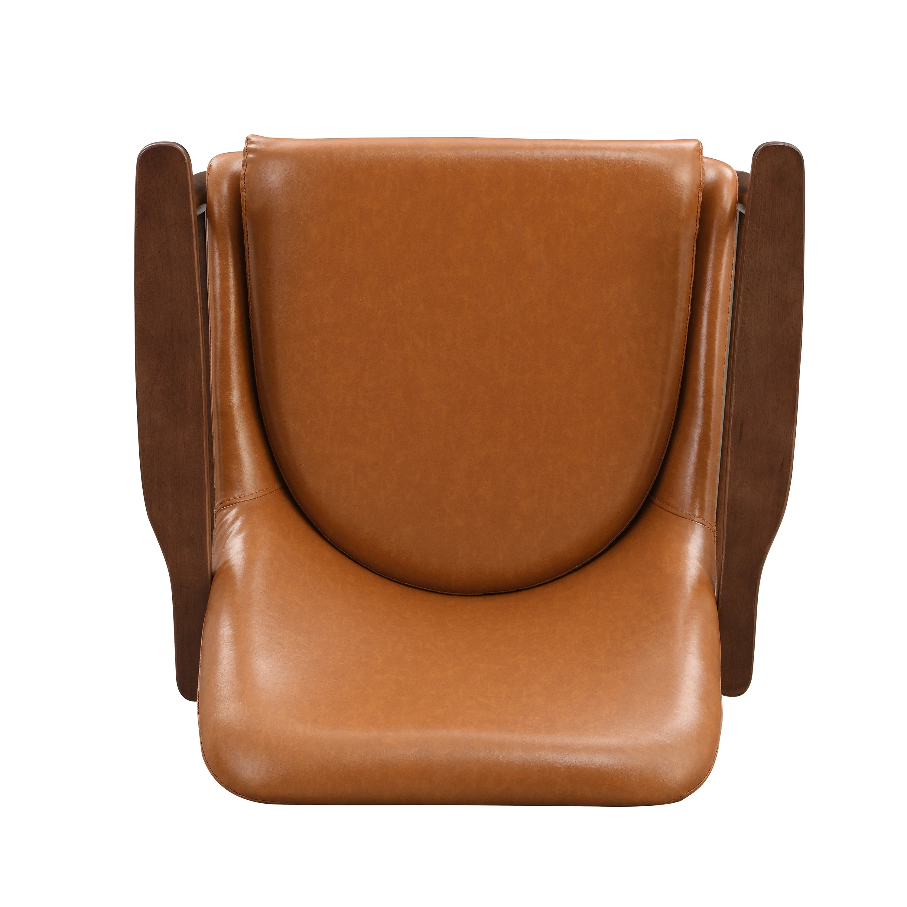 Mid-Century Faux Leather Accent Chair with Solid Wood Frame - Image 14