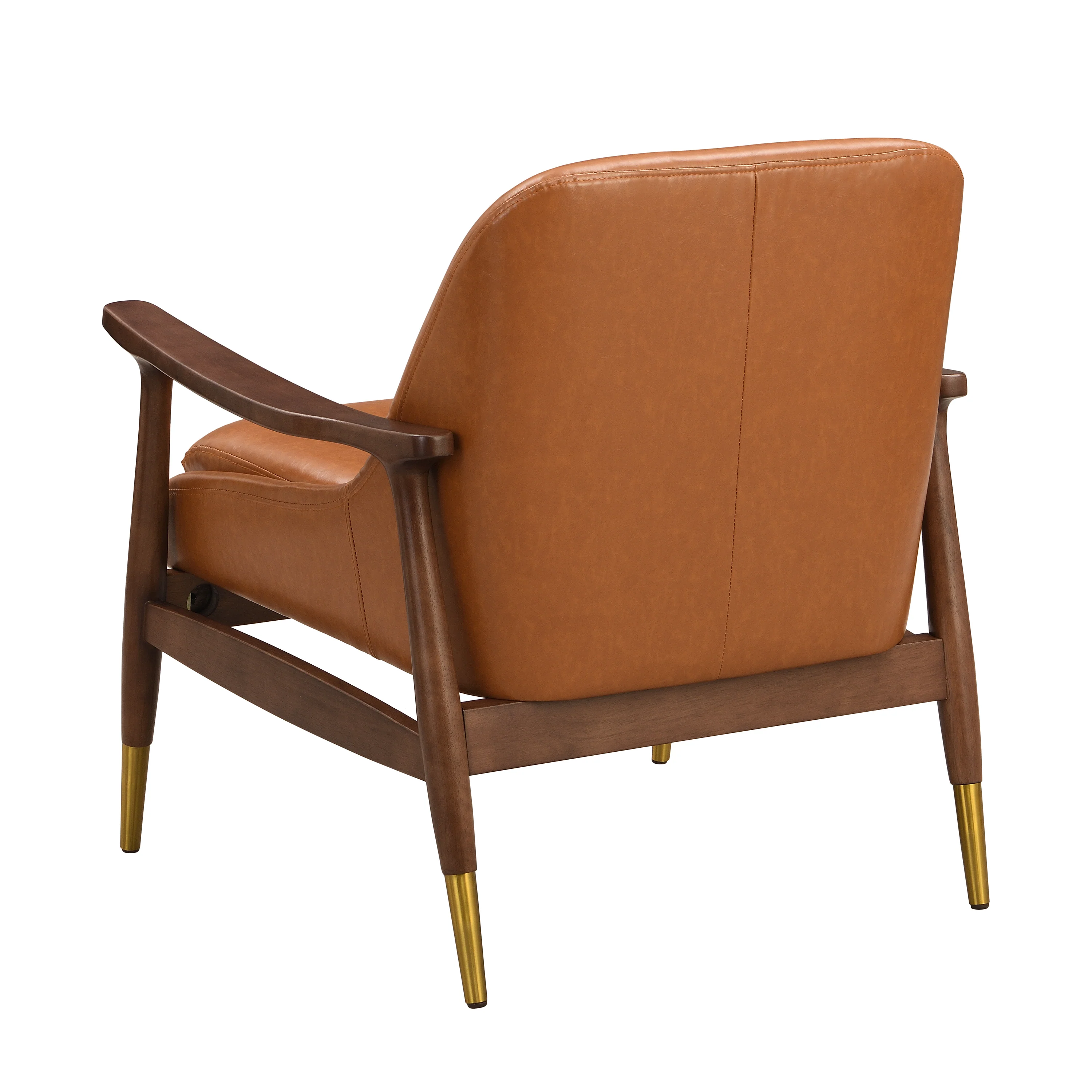 Mid-Century Faux Leather Accent Chair with Solid Wood Frame - Image 4