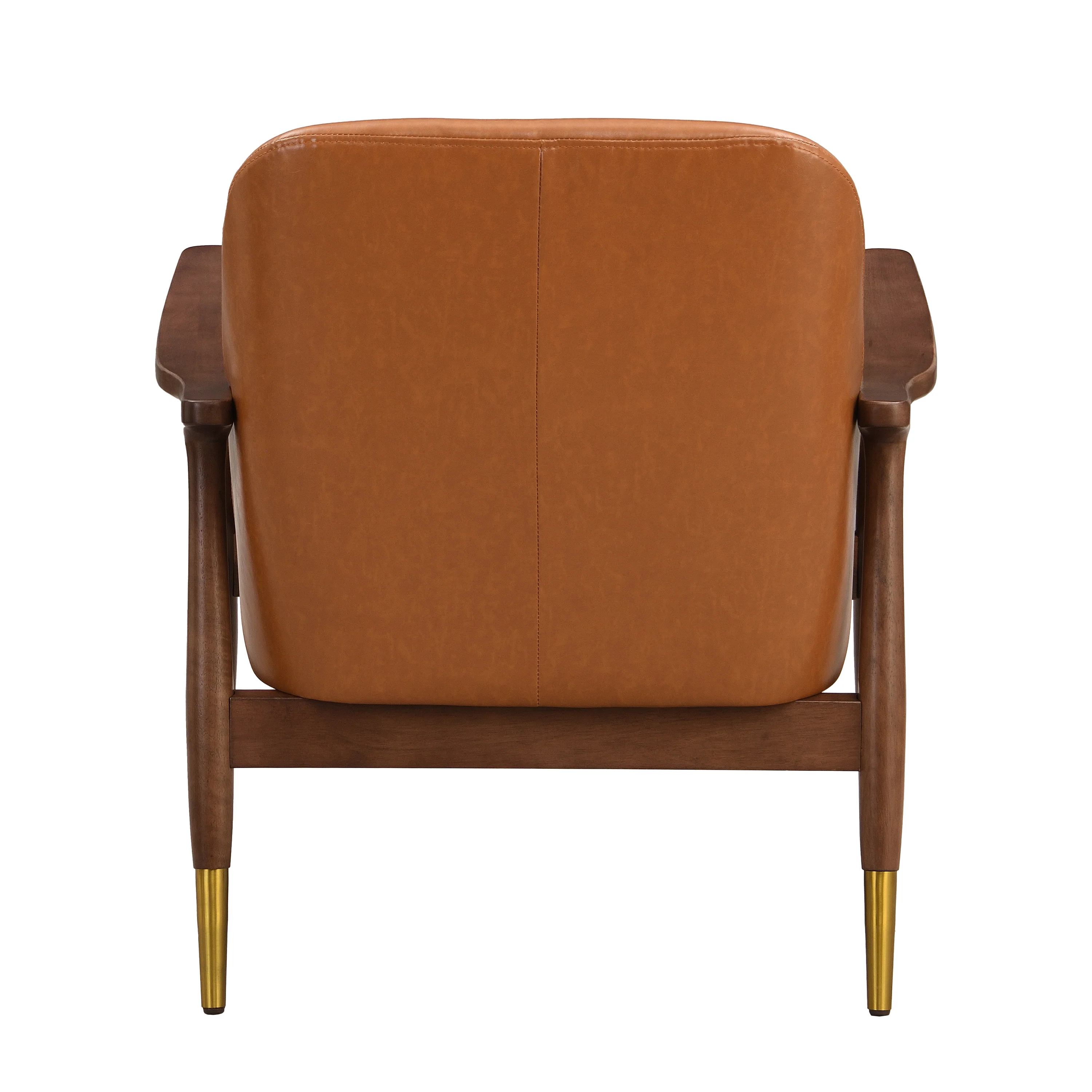 Mid-Century Faux Leather Accent Chair with Solid Wood Frame - Image 5