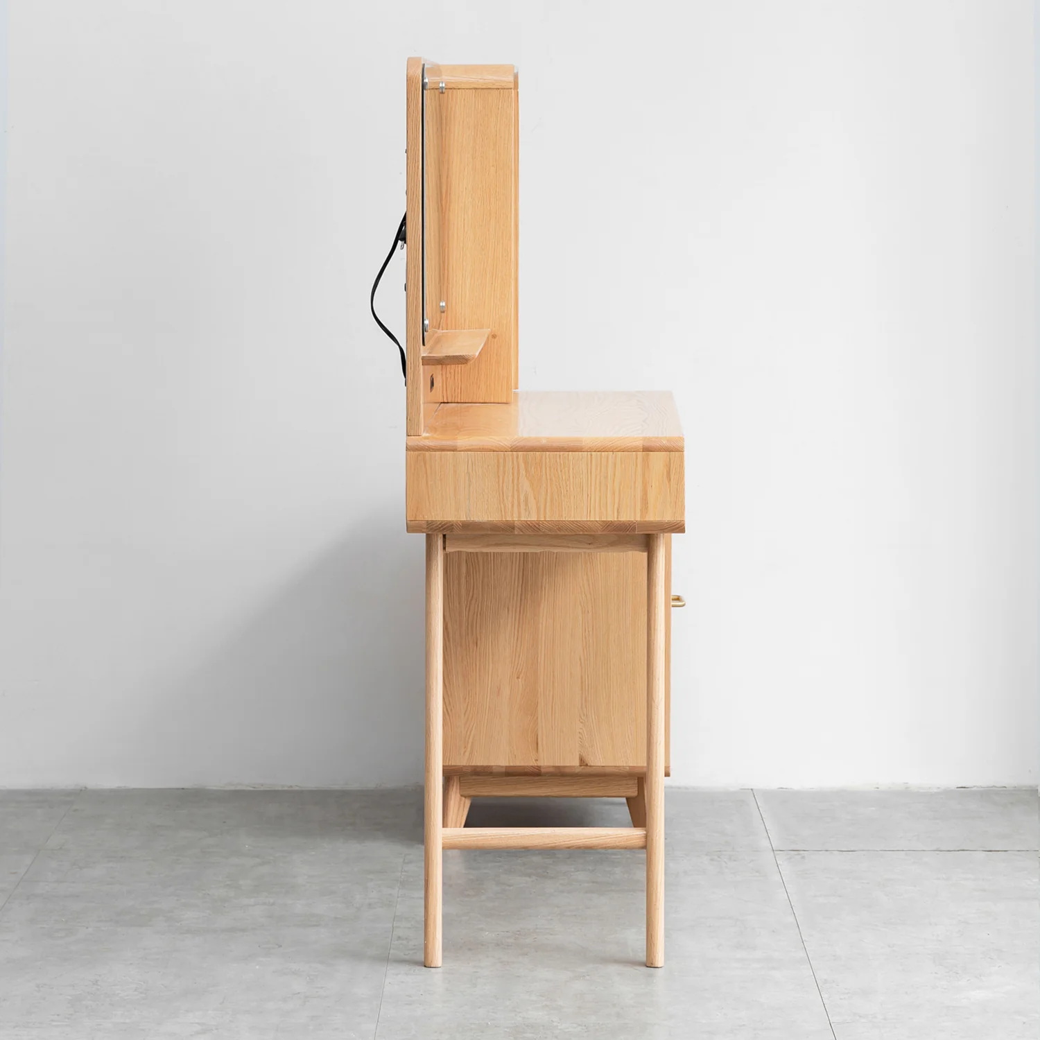 Walker Edison | Mid-Century Makeup Vanity Desk with Storage and Stool - Image 9
