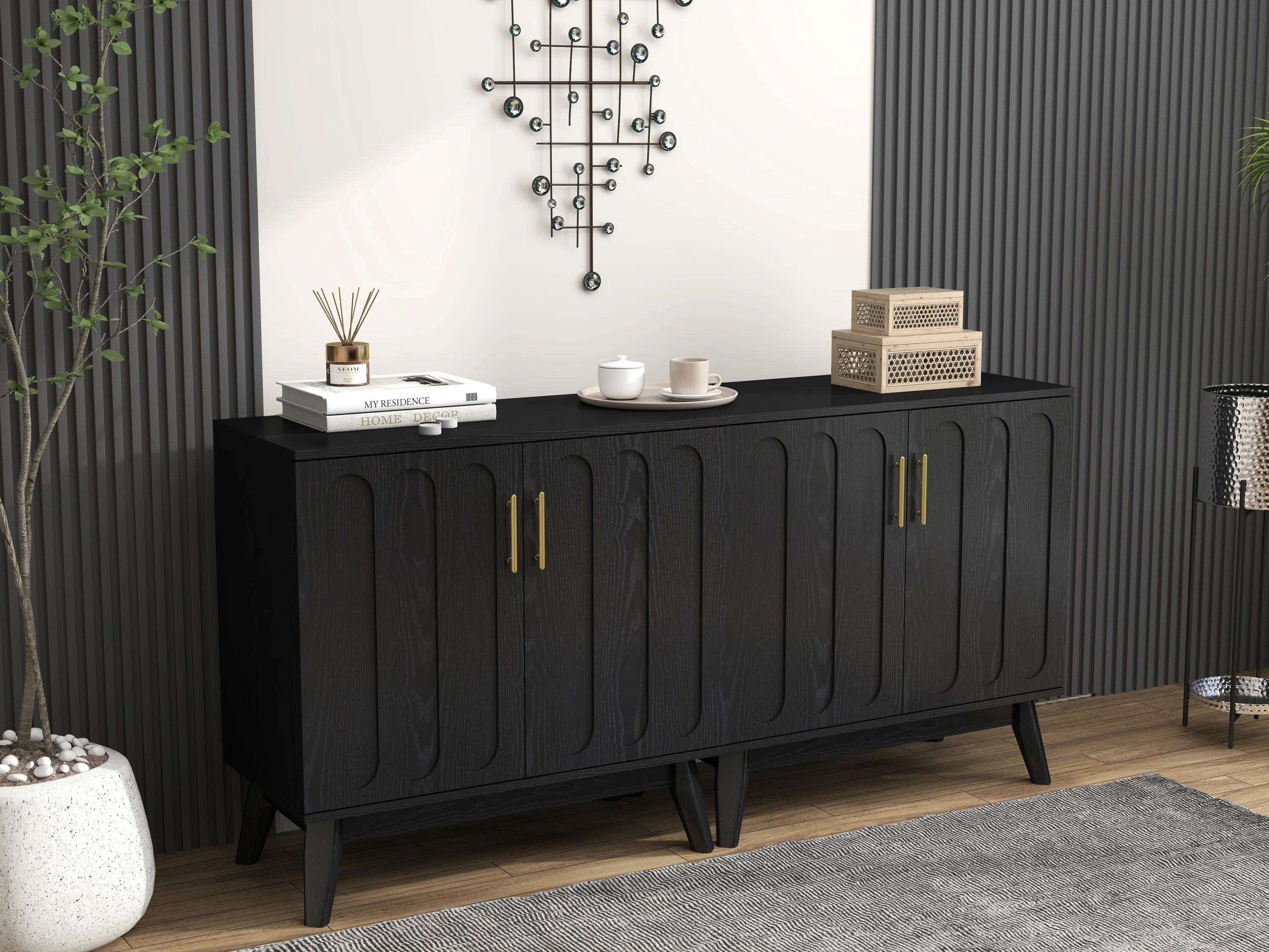 Walker Edison | Mid-Century Modern Fluted Accent Cabinet - Image 10