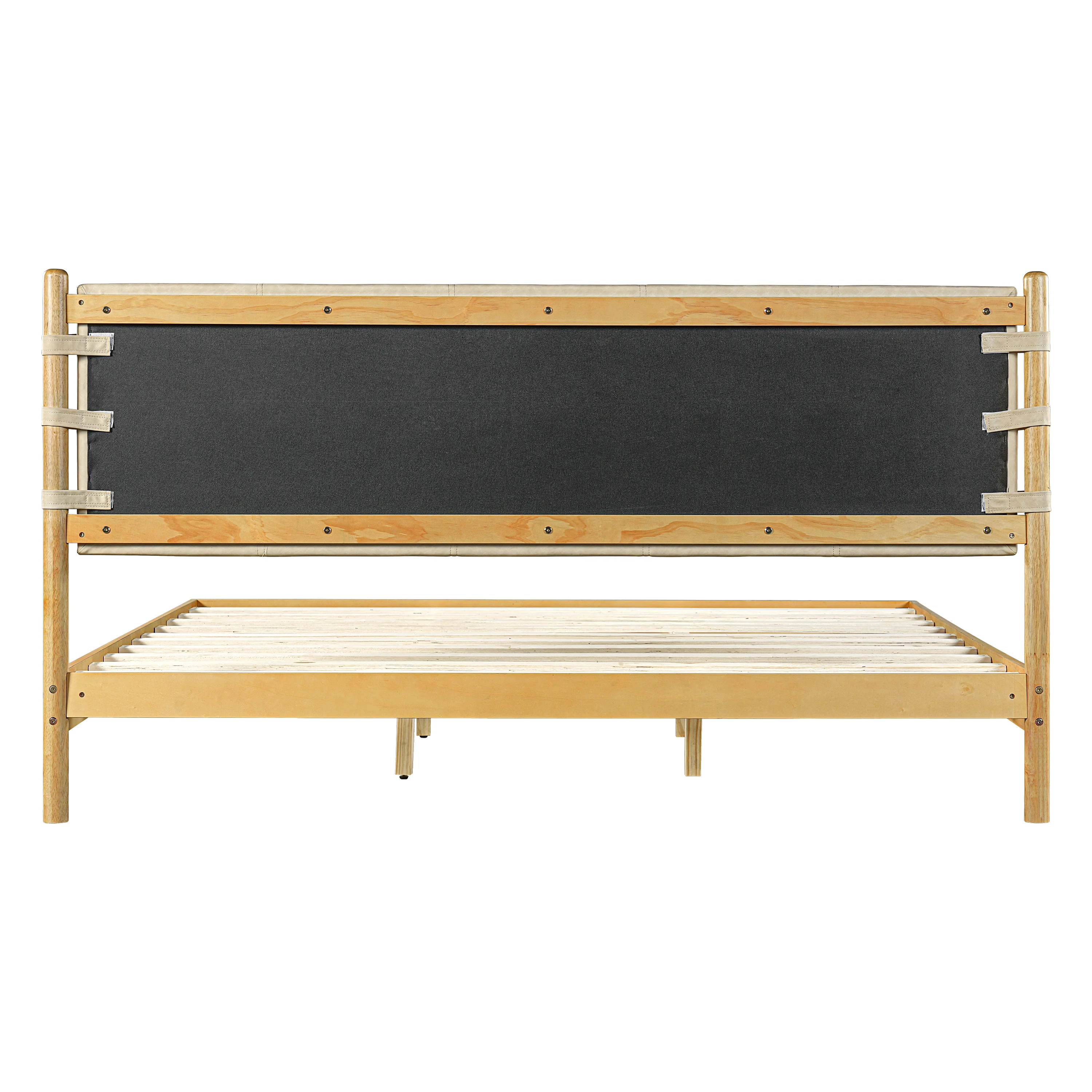 Mid Century Modern Upholstered Headboard Bedframe - Image 11