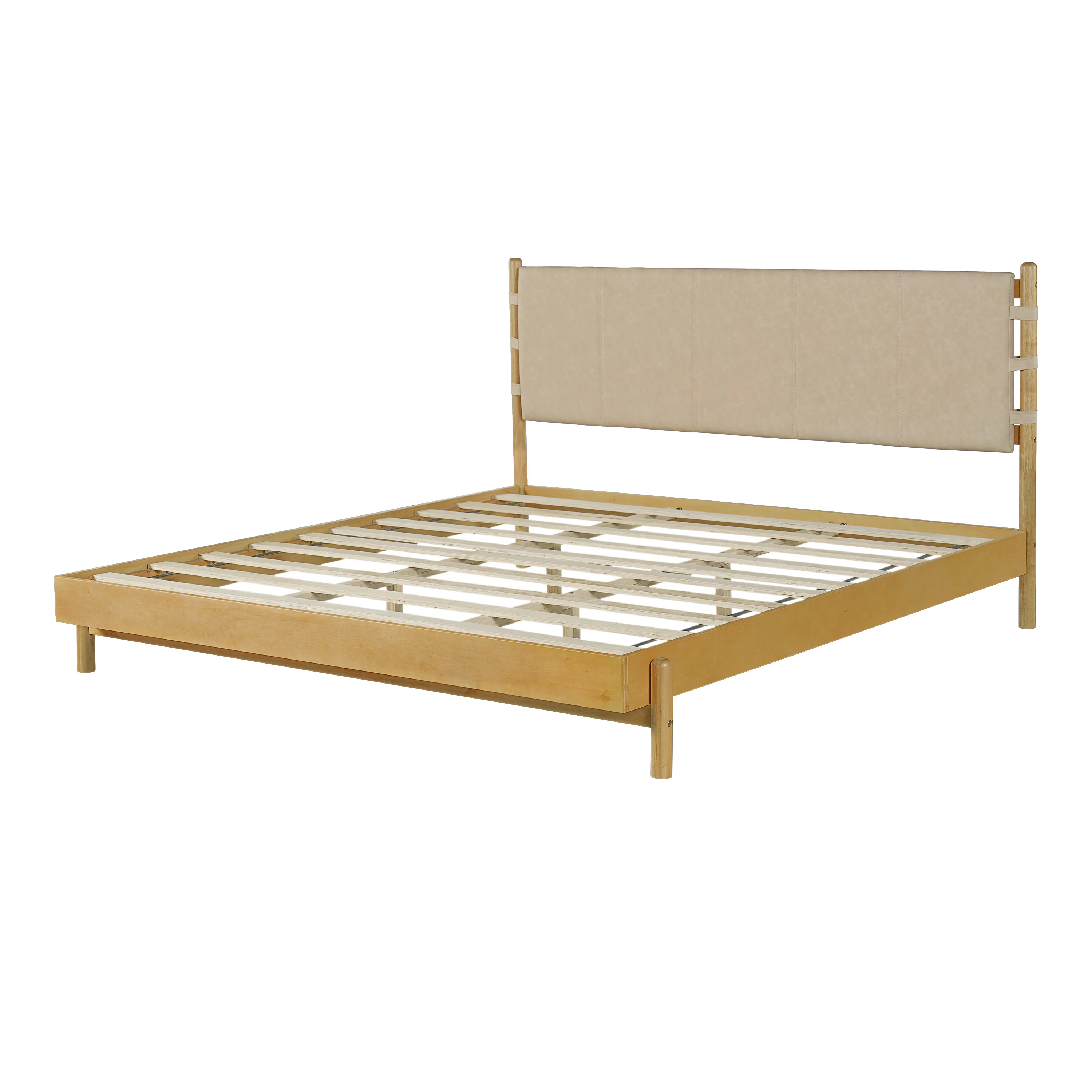 Mid Century Modern Upholstered Headboard Bedframe - Image 4