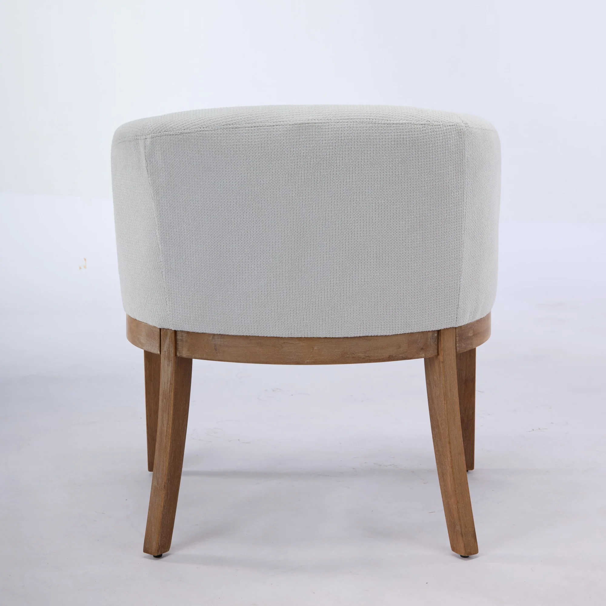 Mid Century Modern Upholstered Linen Barrel Dining Chairs - Image 10