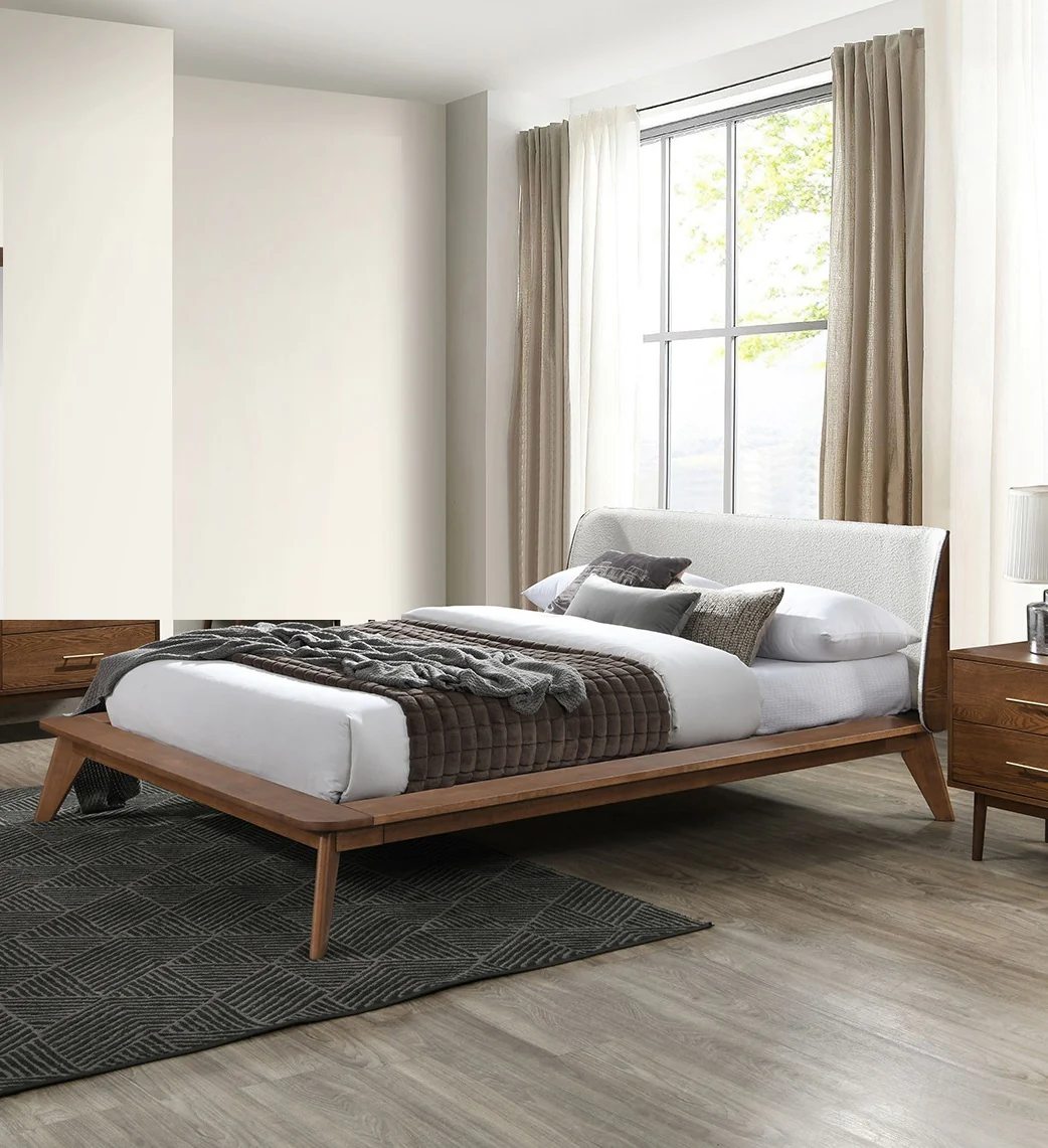 Walker Edison | Mid-Century Modern Winged Edge Headboard King Size Bedframe - Image 4