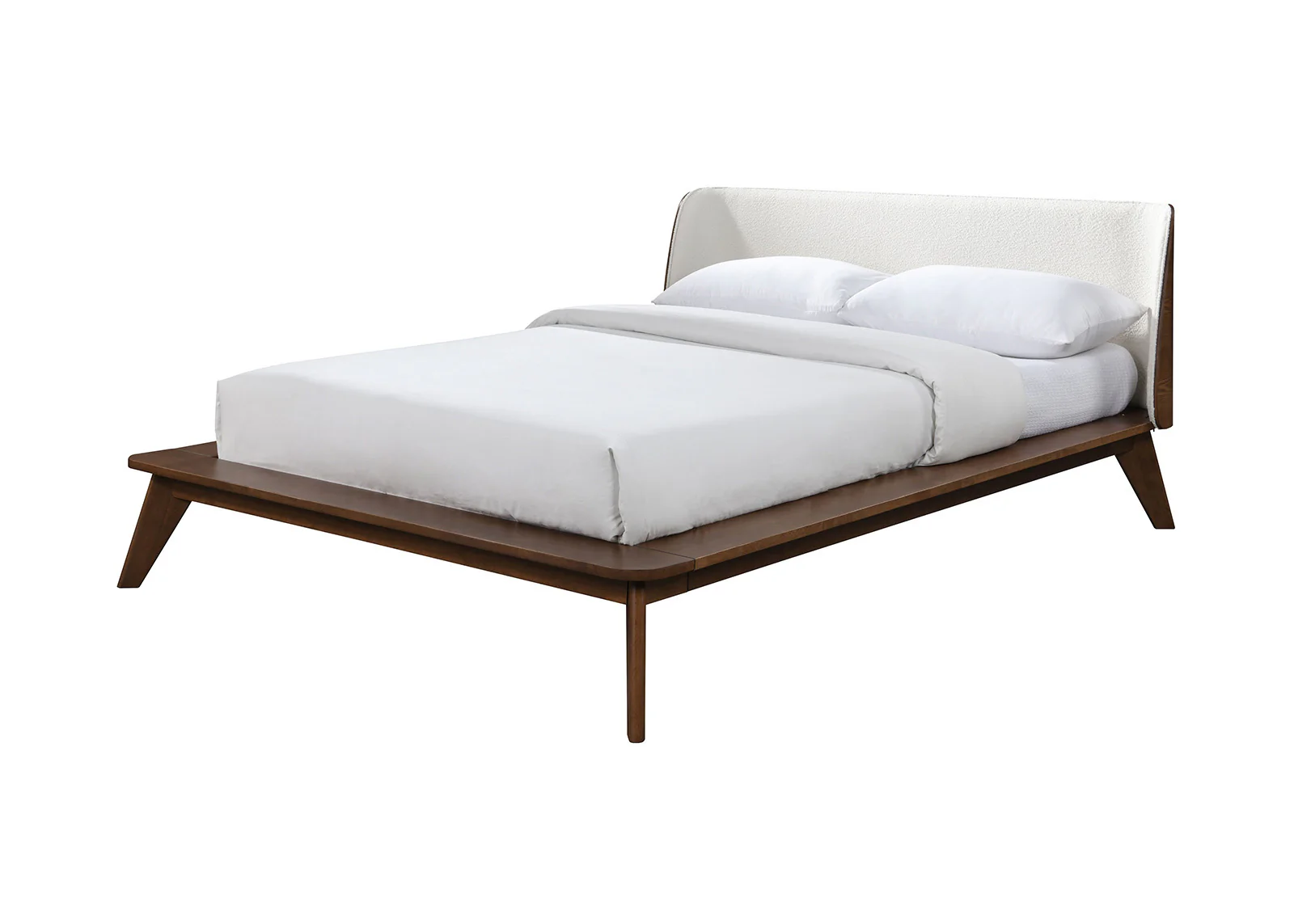Walker Edison | Mid-Century Modern Winged Edge Headboard King Size Bedframe - Image 6