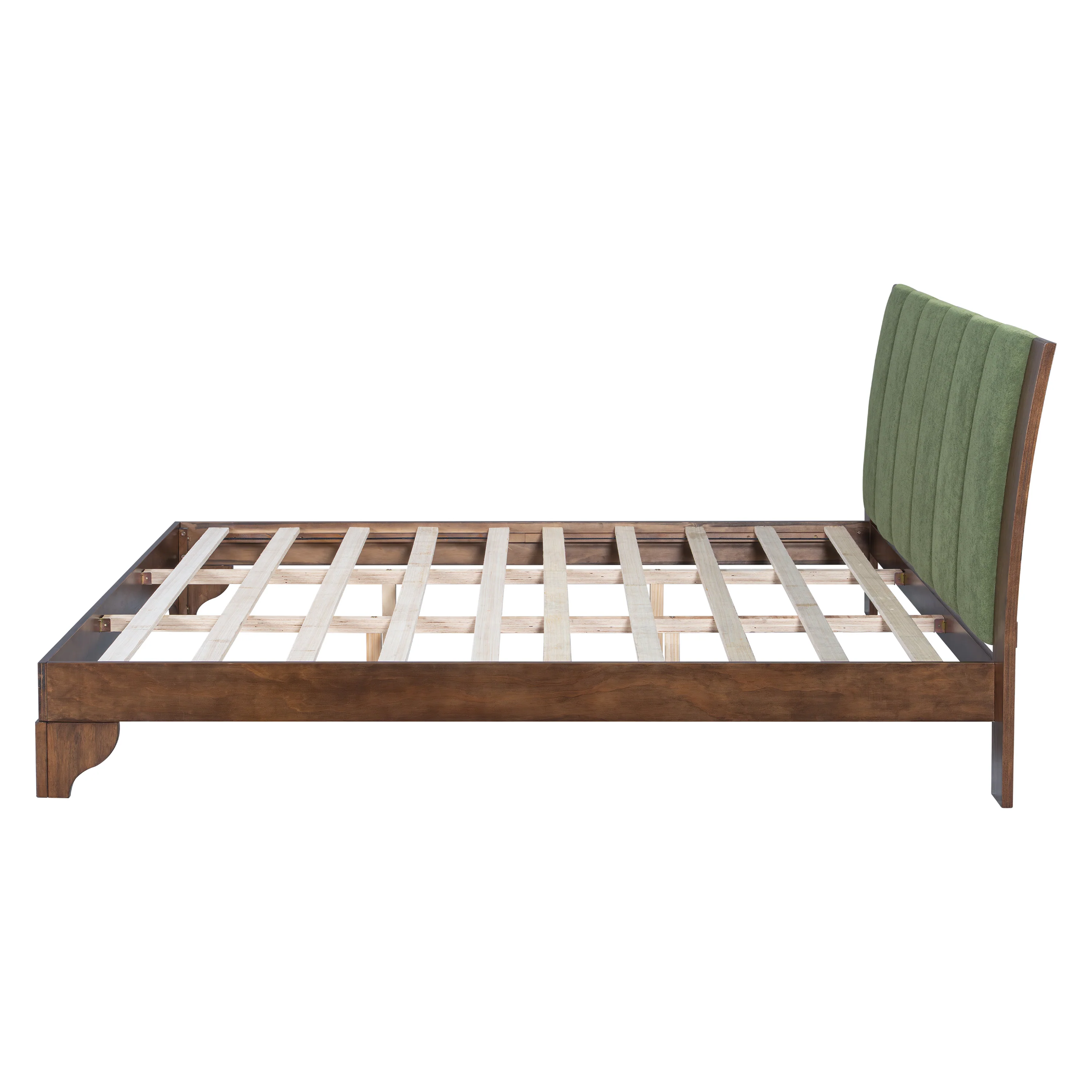 Mid Century Modern Wood and Upholstered Bedframe - Image 11