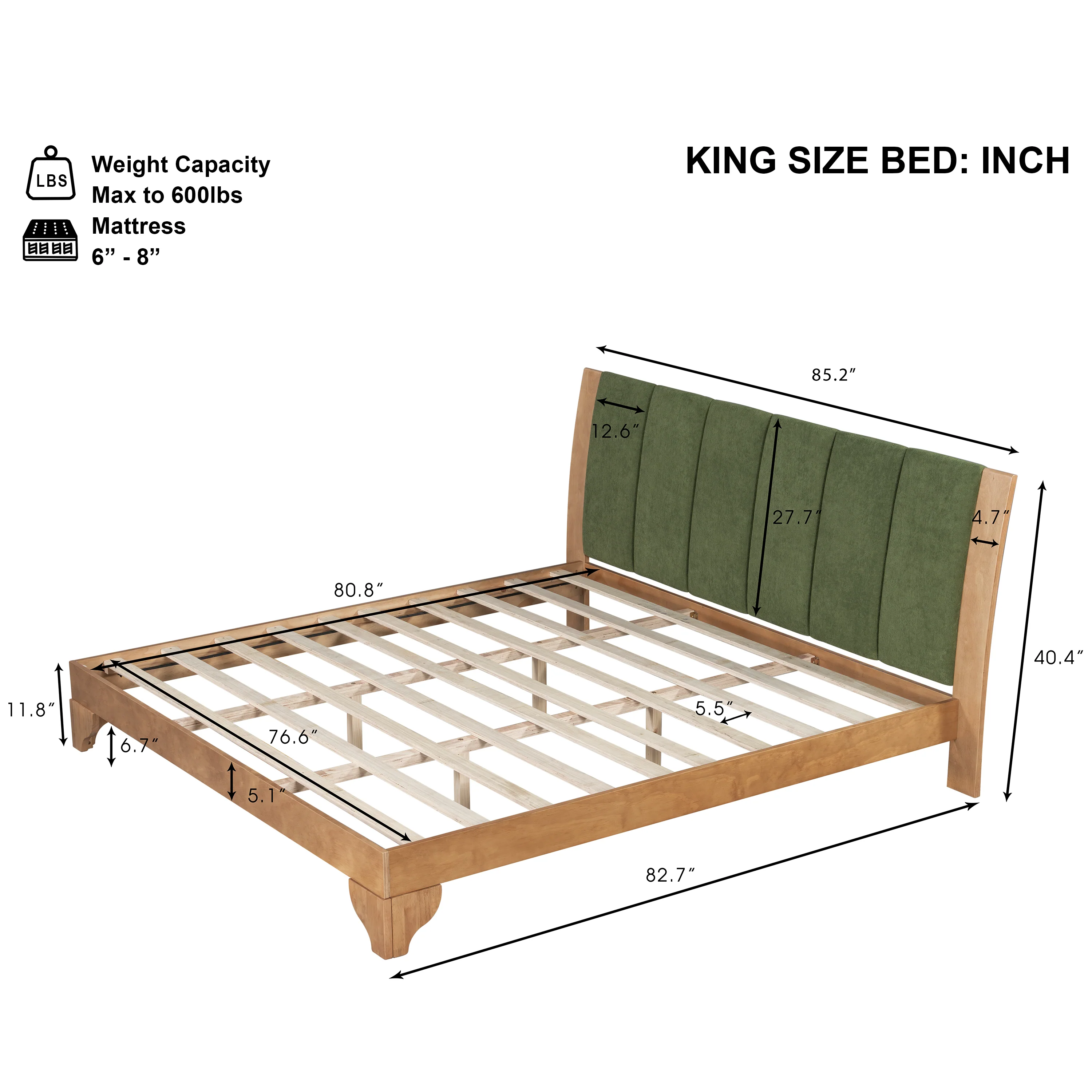 Mid Century Modern Wood and Upholstered Bedframe - Image 19
