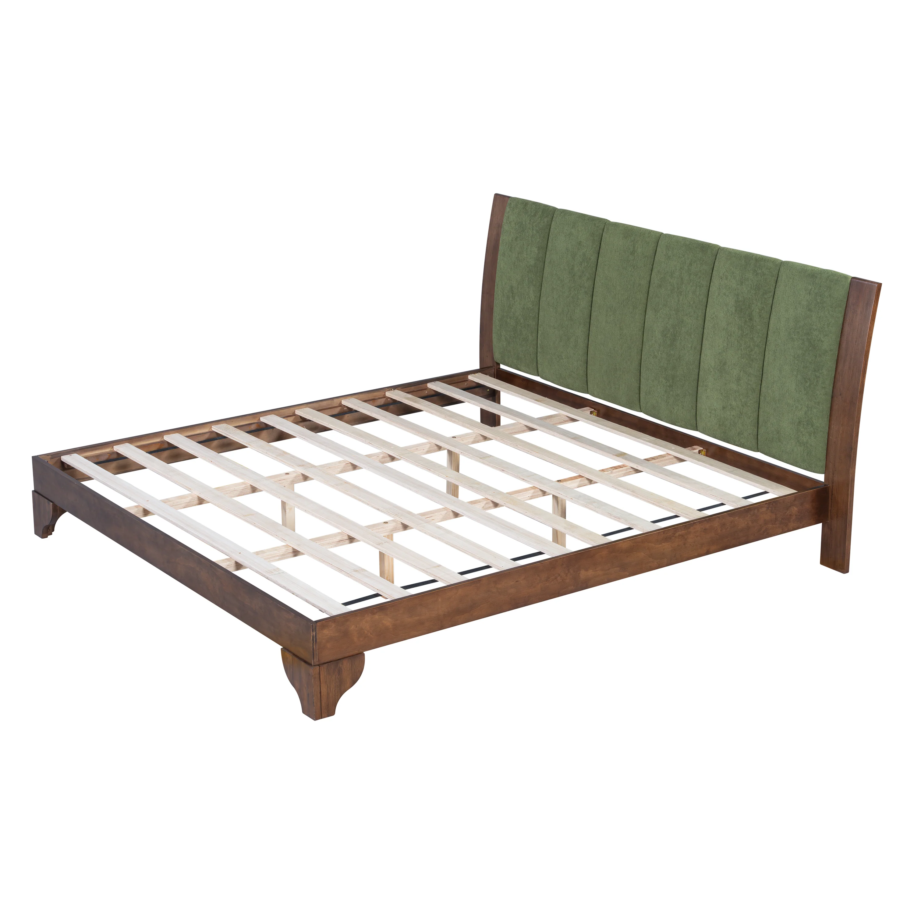 Mid Century Modern Wood and Upholstered Bedframe - Image 9