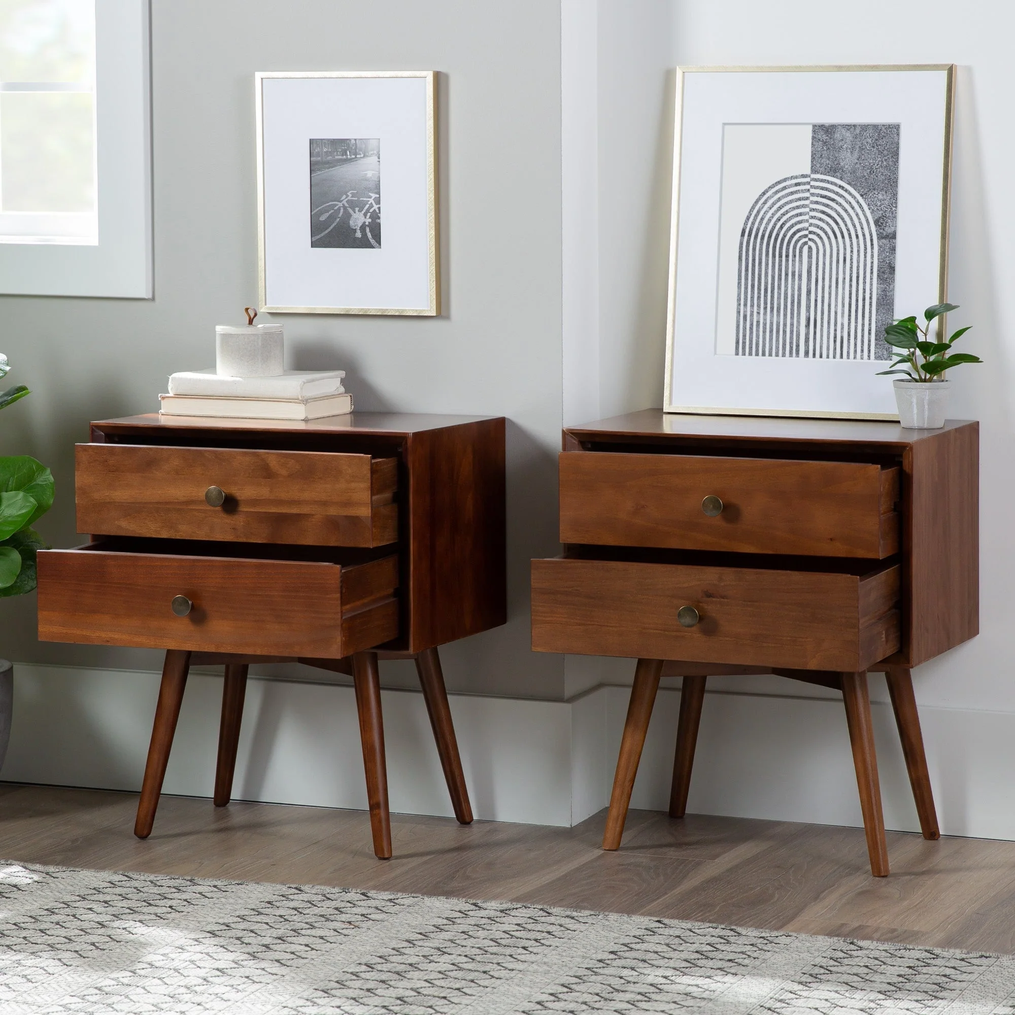Mid-Century Solid Wood Nightstand Collection (1 or 2 Drawer) - Image 13