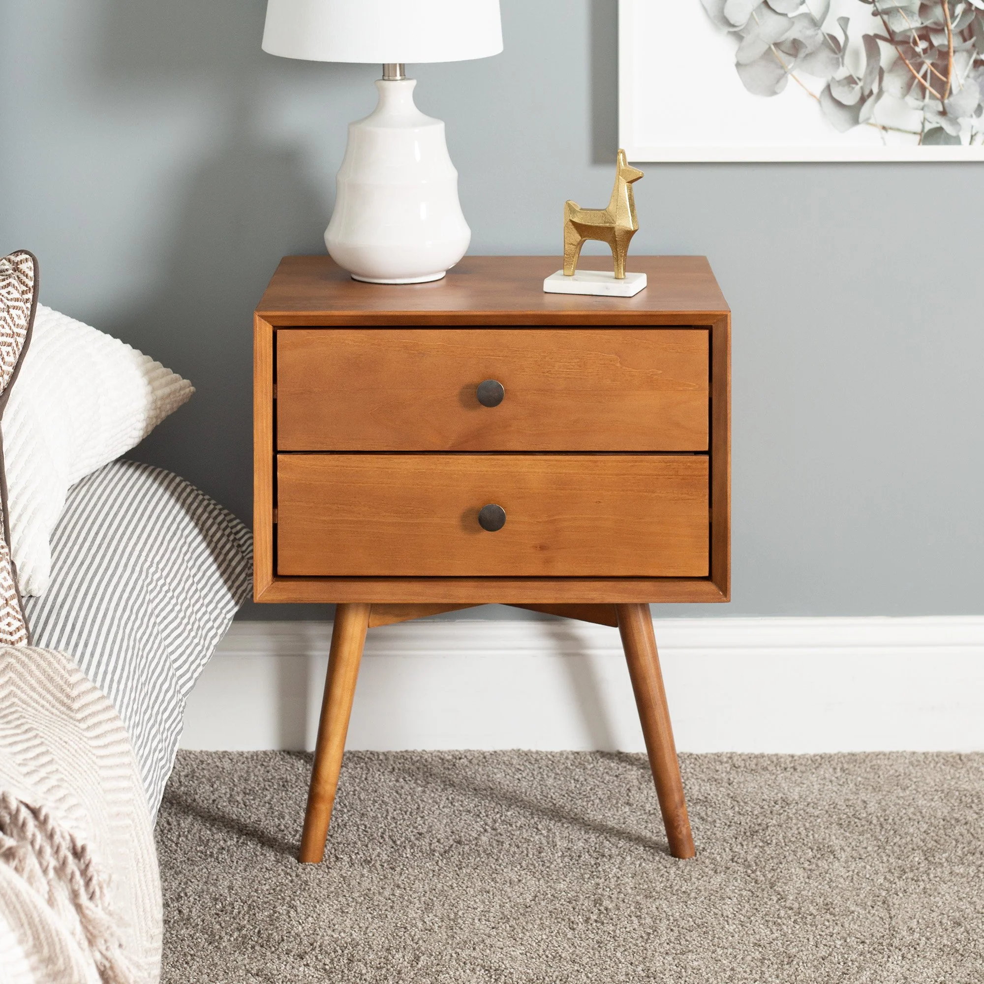 Mid-Century Solid Wood Nightstand Collection (1 or 2 Drawer) - Image 4