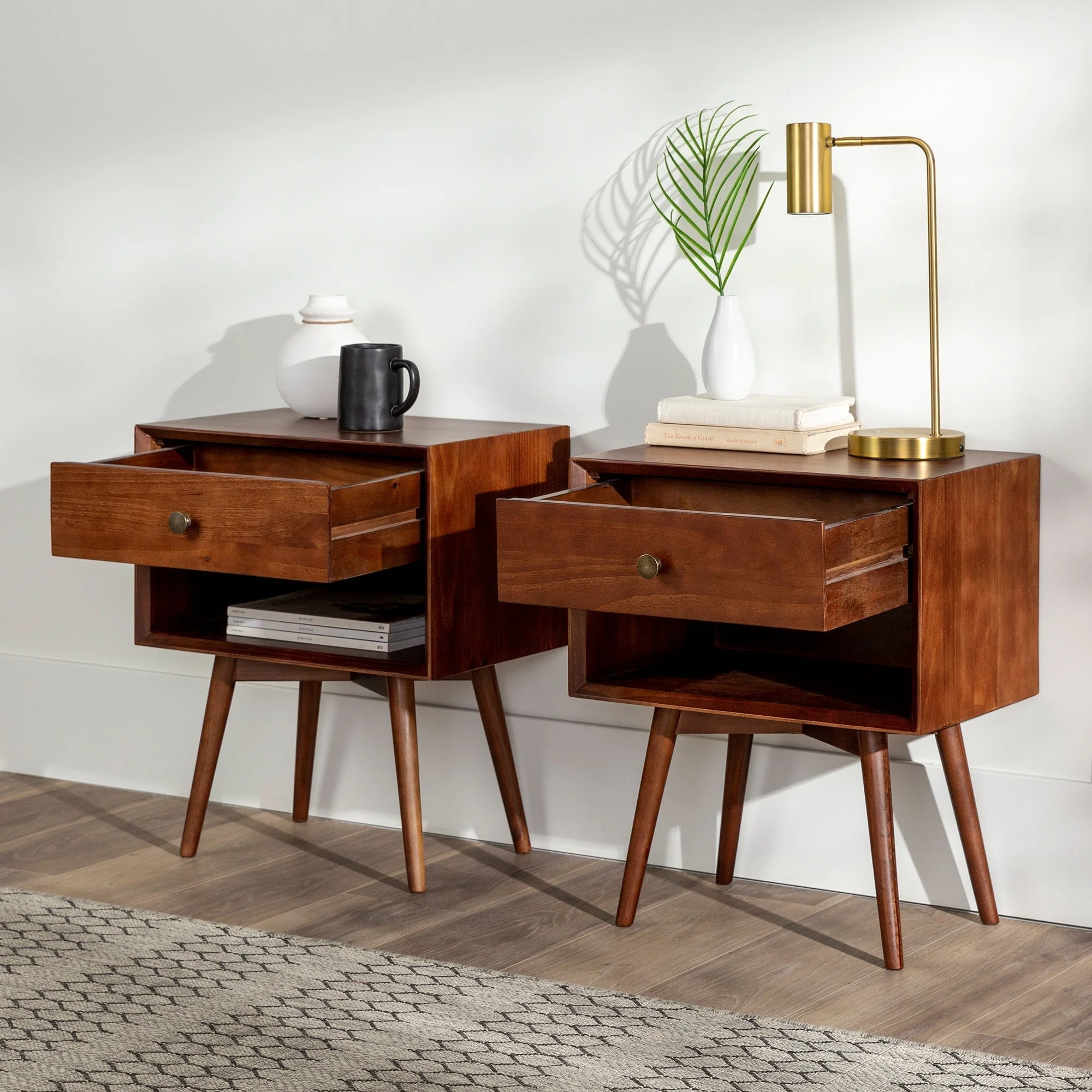 Mid-Century Solid Wood Nightstand Collection (1 or 2 Drawer) - Image 42
