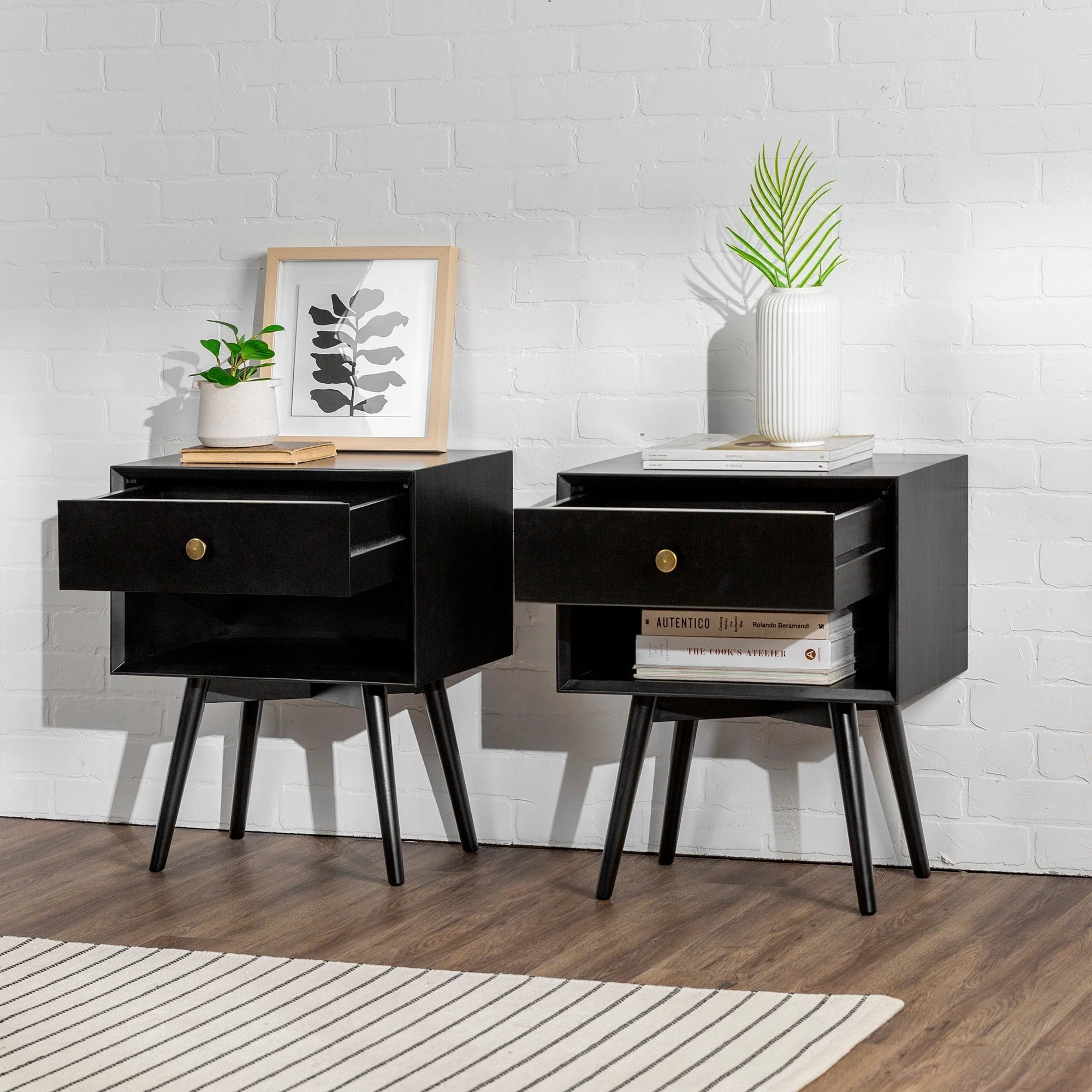 Mid-Century Solid Wood Nightstand Collection (1 or 2 Drawer) - Image 43