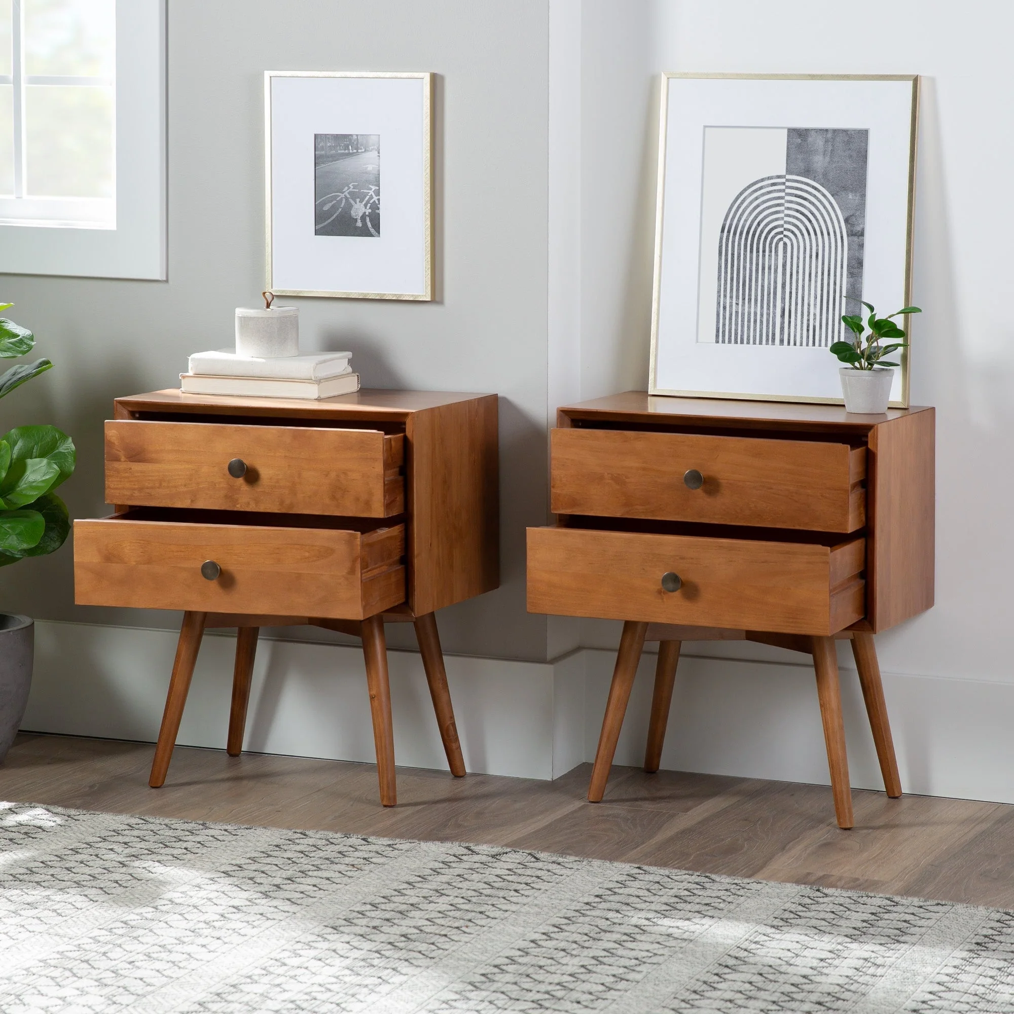 Mid-Century Solid Wood Nightstand Collection (1 or 2 Drawer) - Image 5