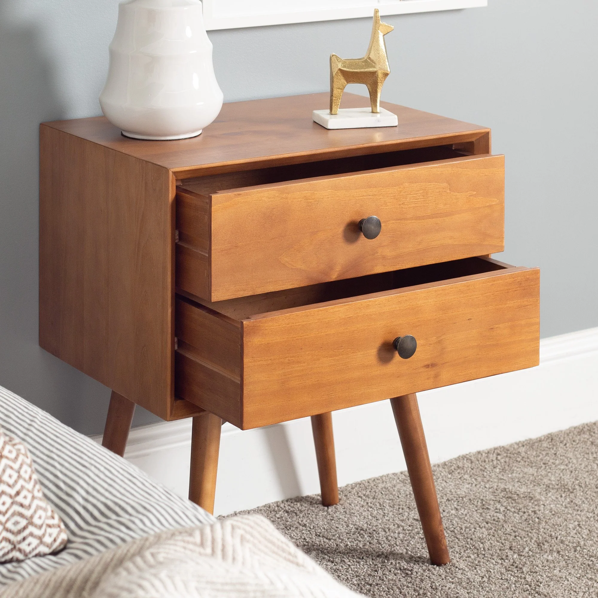 Mid-Century Solid Wood Nightstand Collection (1 or 2 Drawer) - Image 9