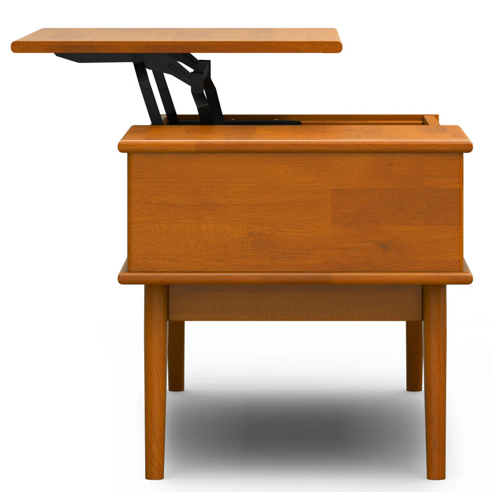 Walker Edison | Mid-Century Teak Wood Lift Top Coffee Table - Image 4