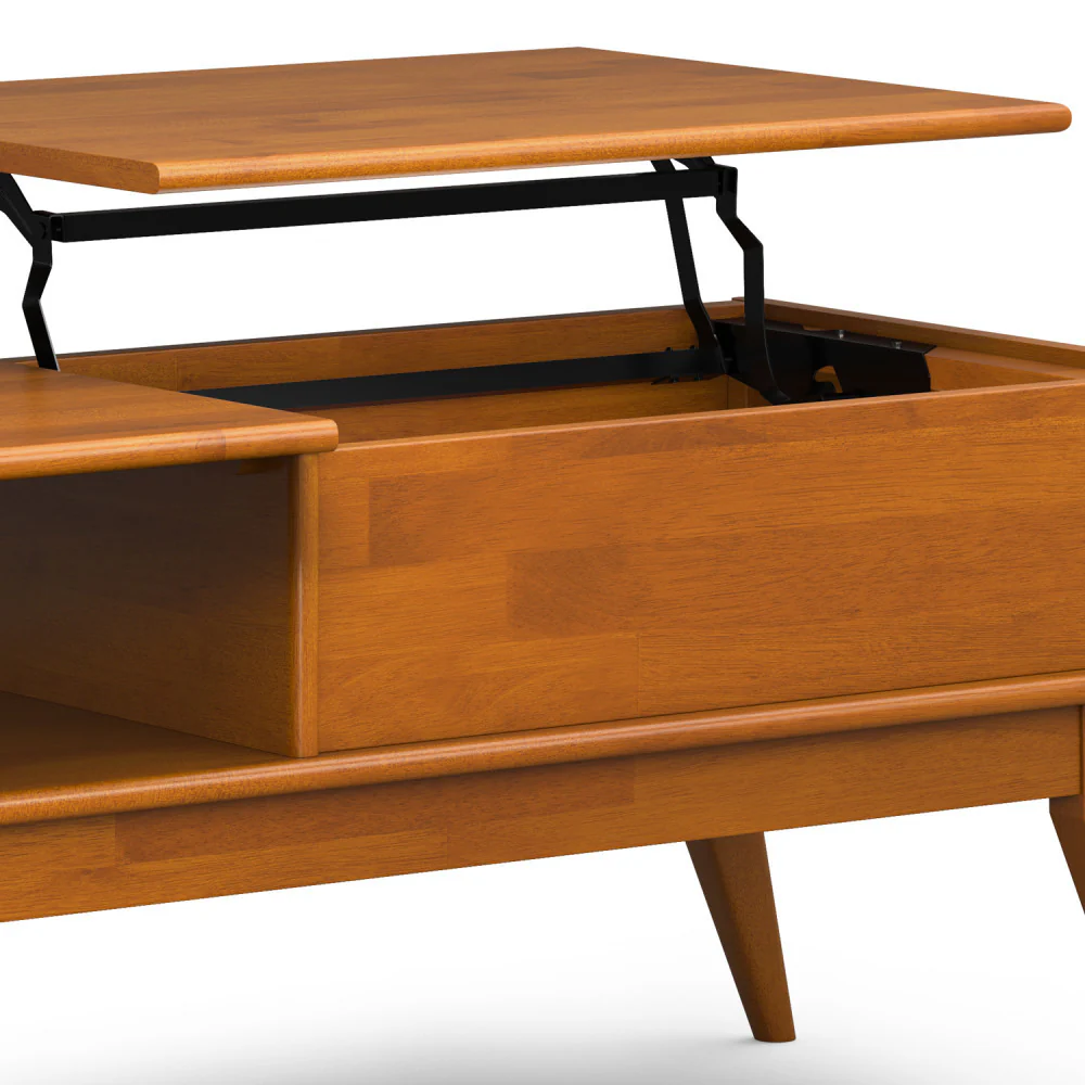 Walker Edison | Mid-Century Teak Wood Lift Top Coffee Table - Image 7