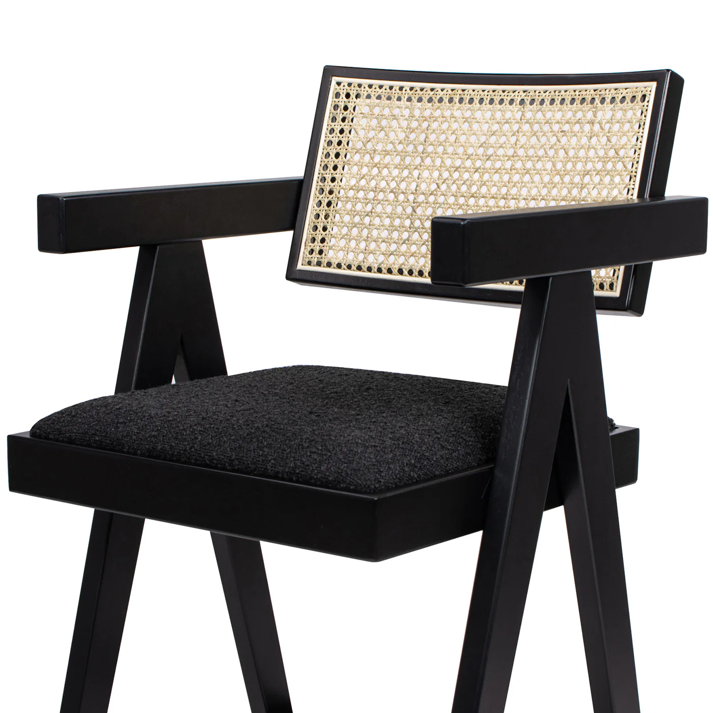 Milan 25.5' Modern Resin Webbing Back Boucle Bar Stool with Arms, Set of 3 - Image 10